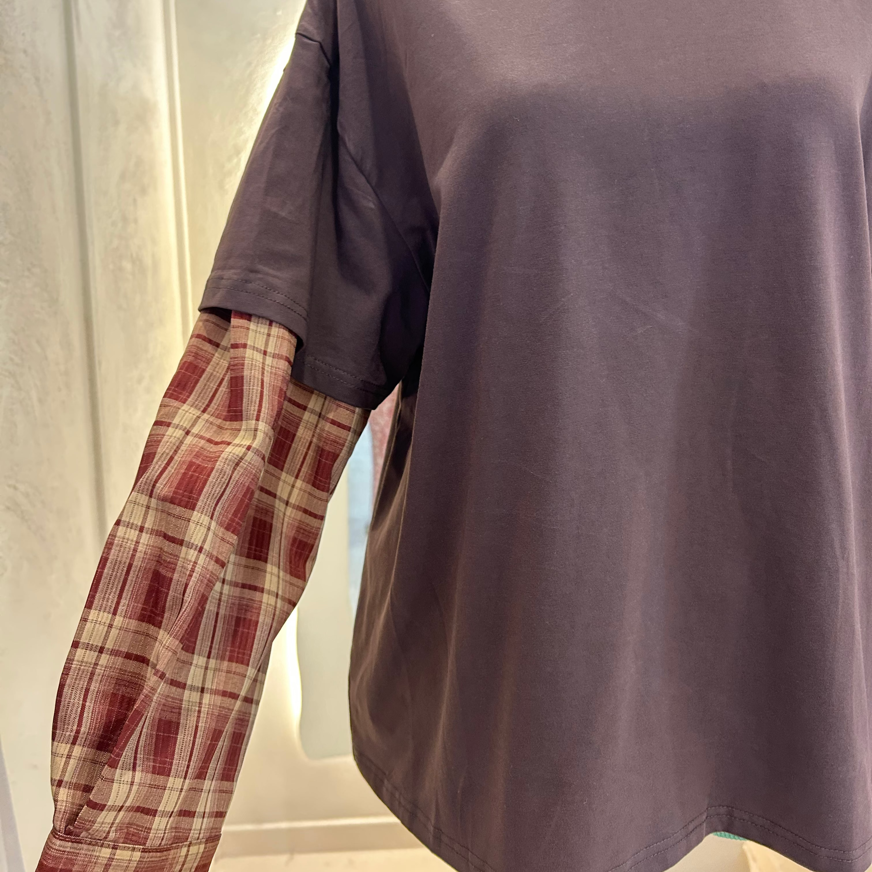 chocolate/flanelette layered tee - by frankie