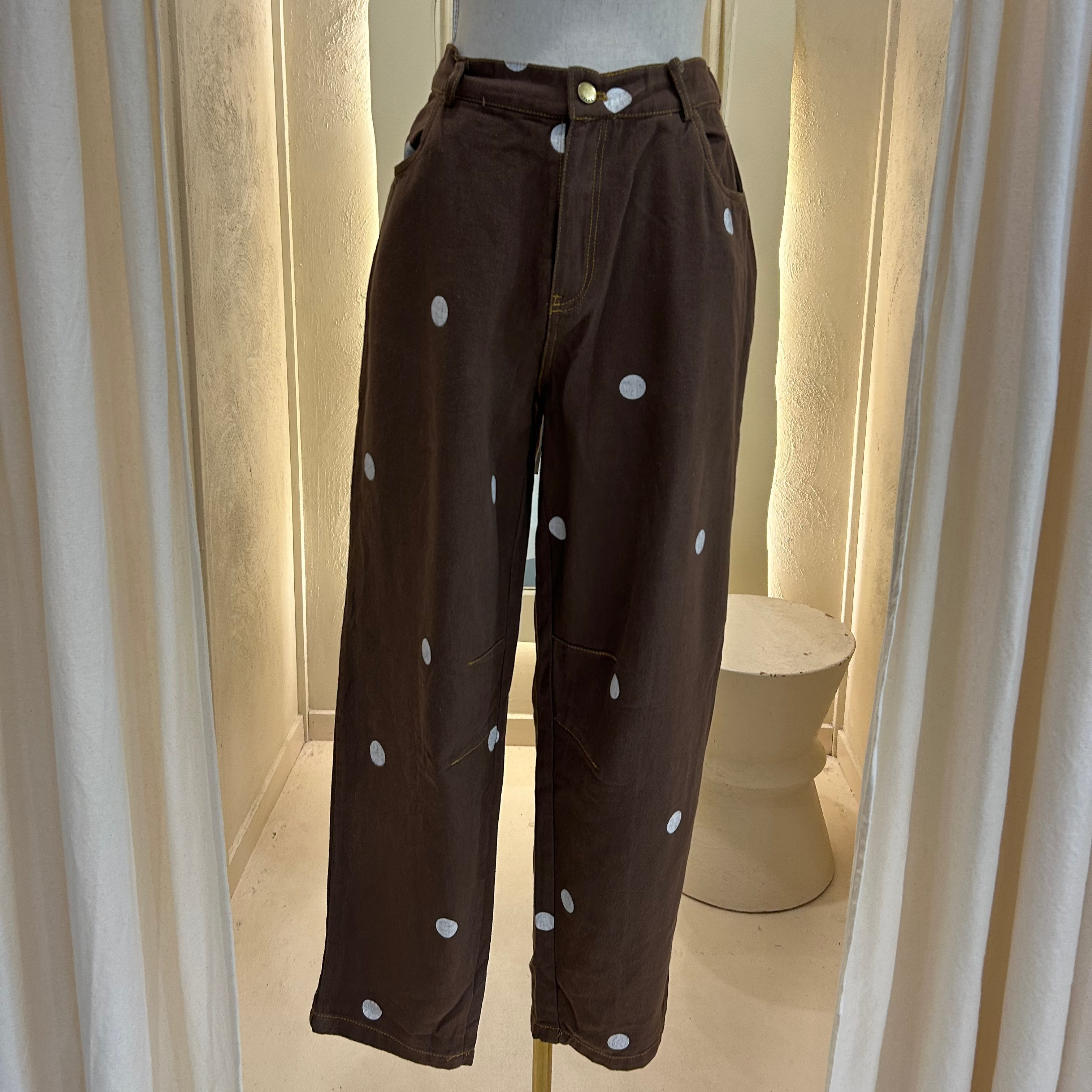 barrel leg choc brown denim jean - by Frankie