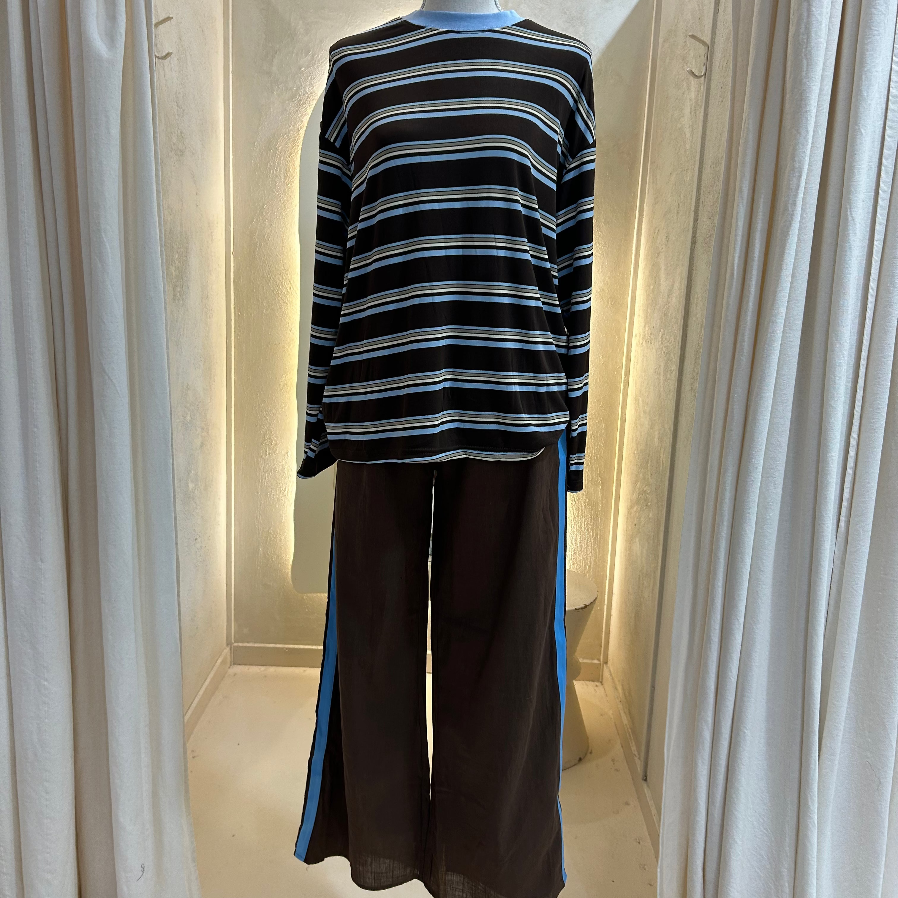 stripe top/blur racer pant set - by Frankie