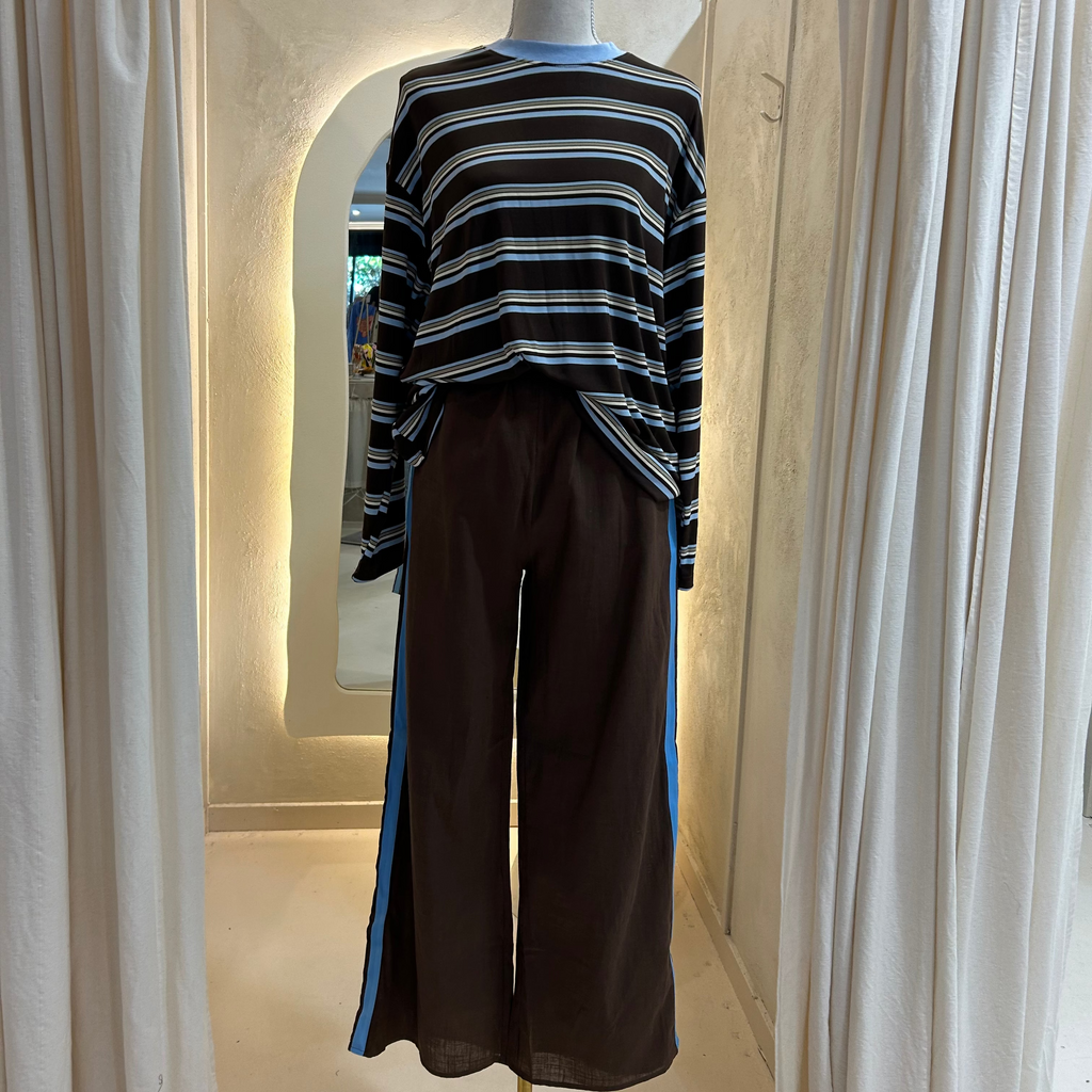 stripe top/blur racer pant set - by Frankie