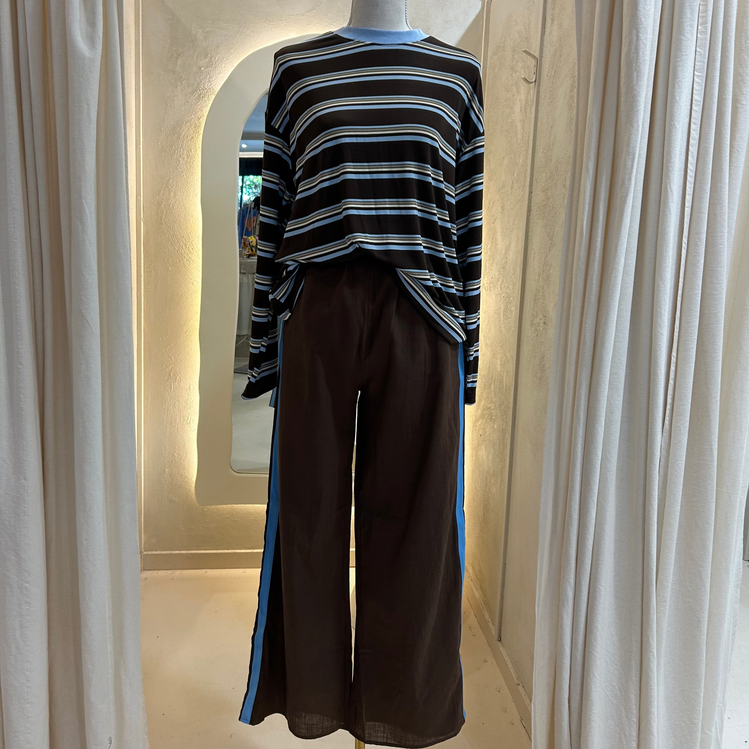 stripe top/blur racer pant set - by Frankie