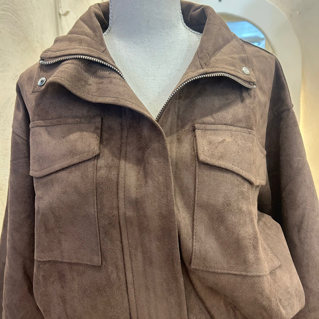 chocolate suede jacket - by Frankie