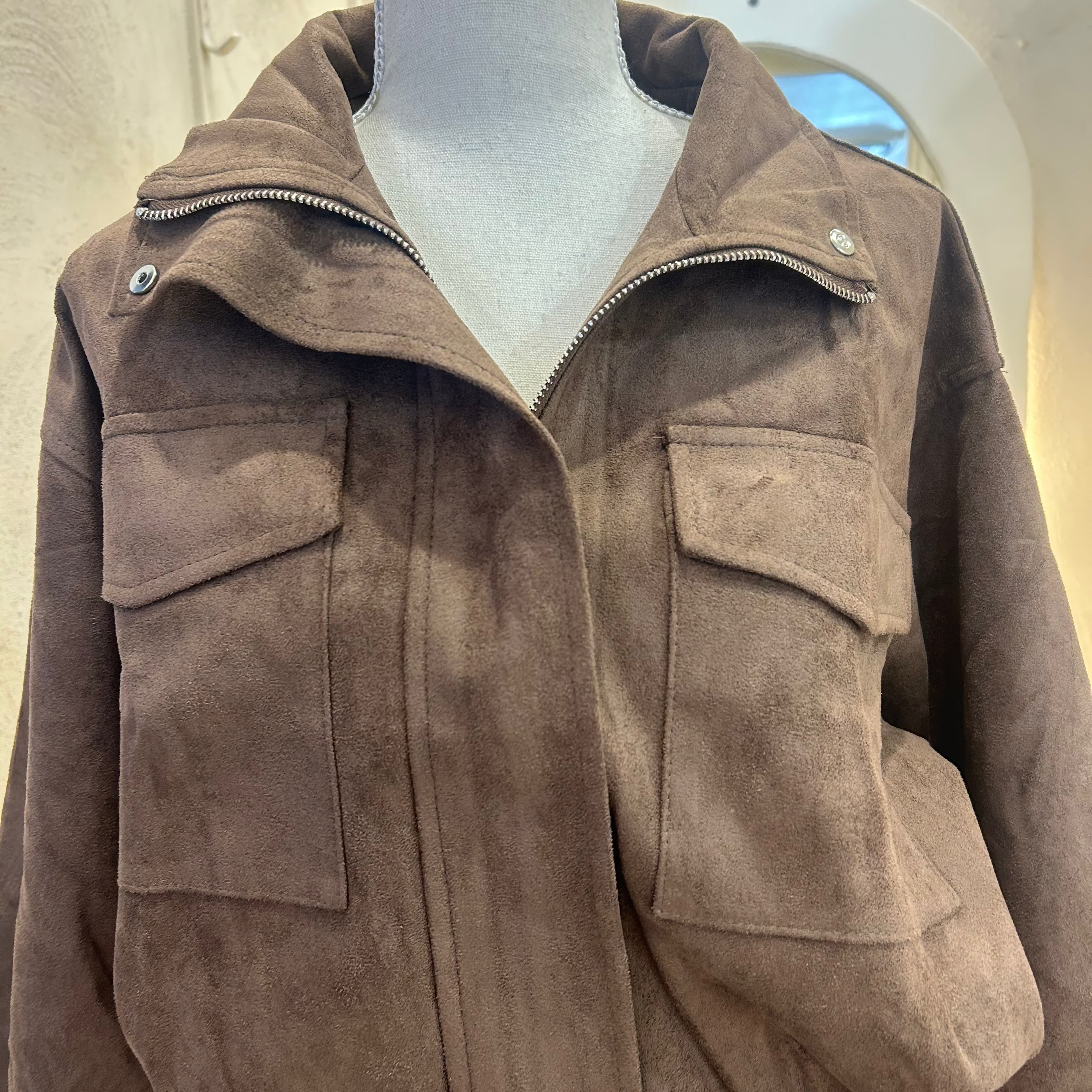 chocolate suede jacket - by Frankie