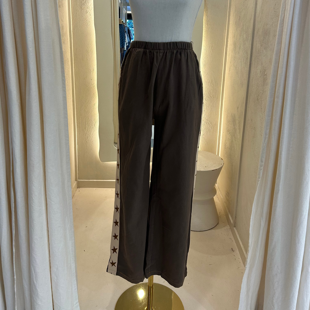 brown pant with beige star racer stripe - by Frankie