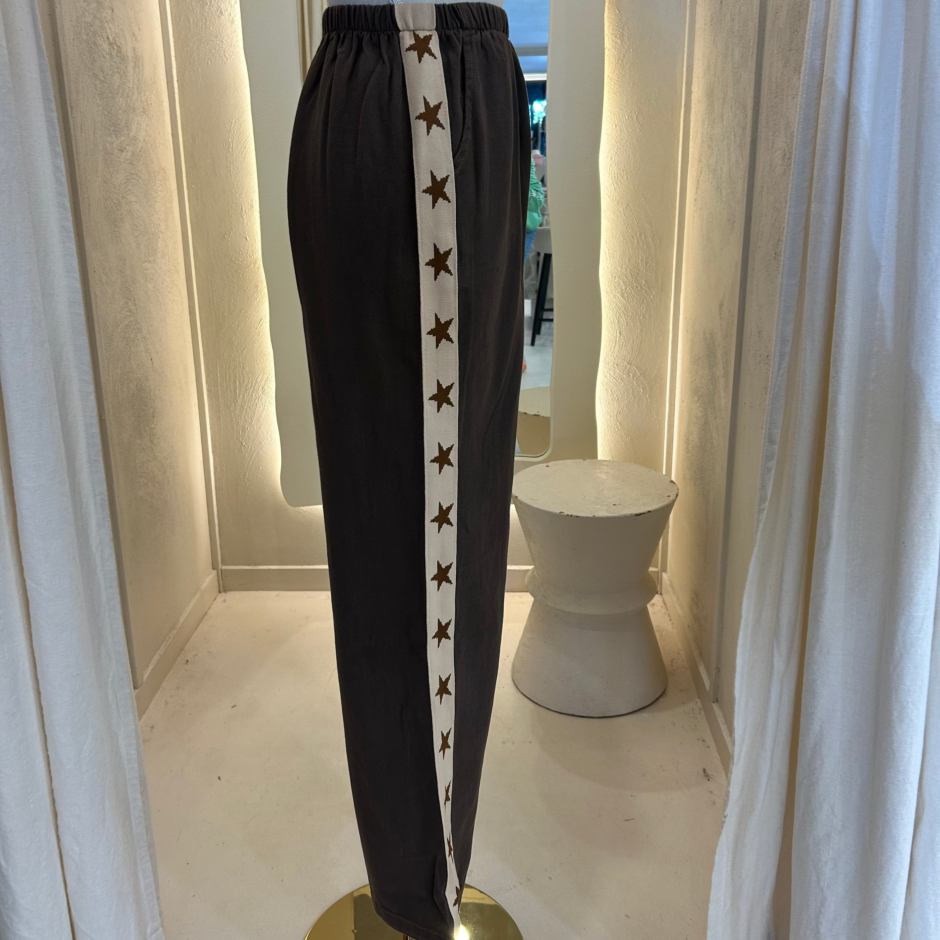 brown pant with beige star racer stripe - by Frankie