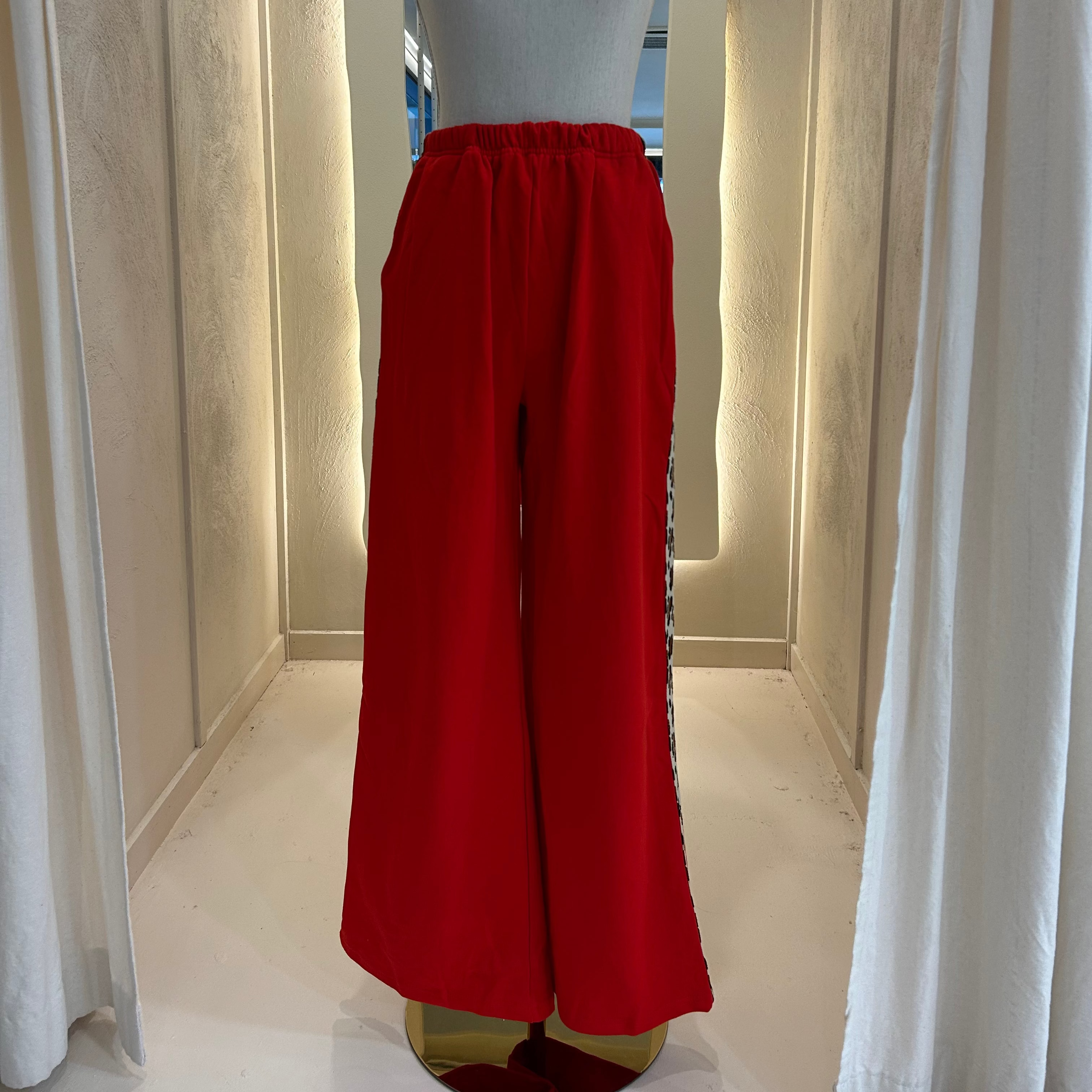 Red Leopard Stripe Sweat Pant - By Frankie