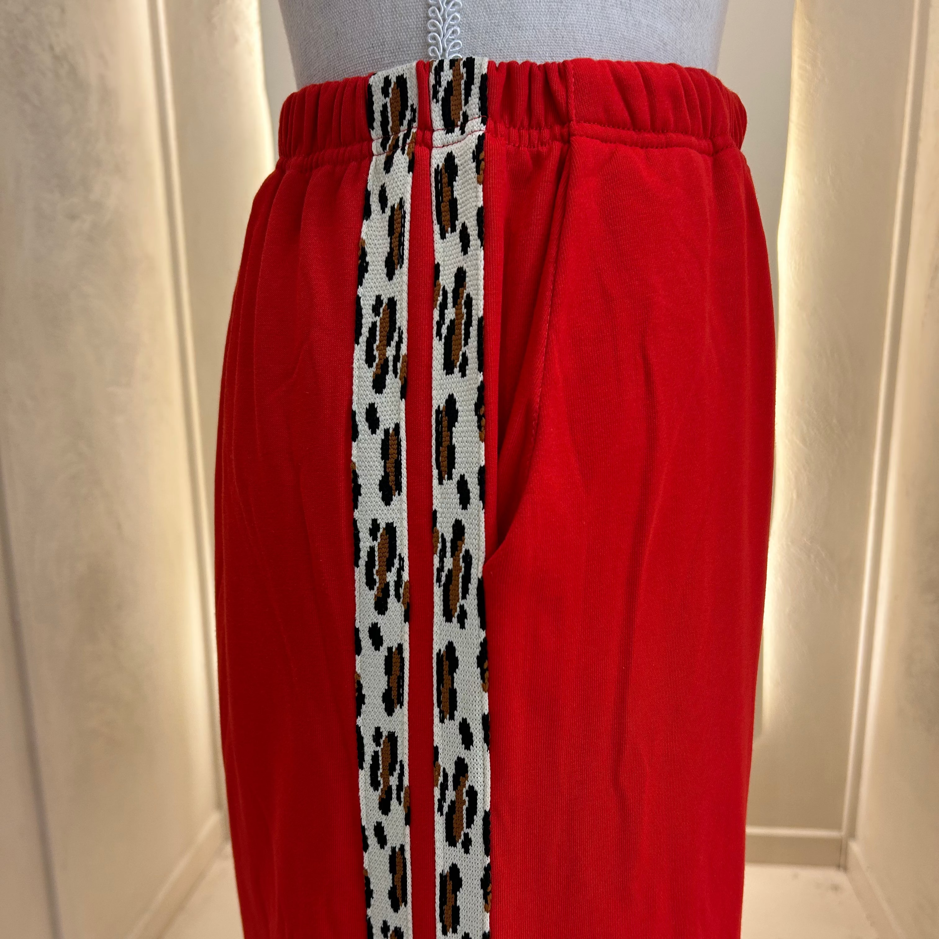 Red Leopard Stripe Sweat Pant - By Frankie