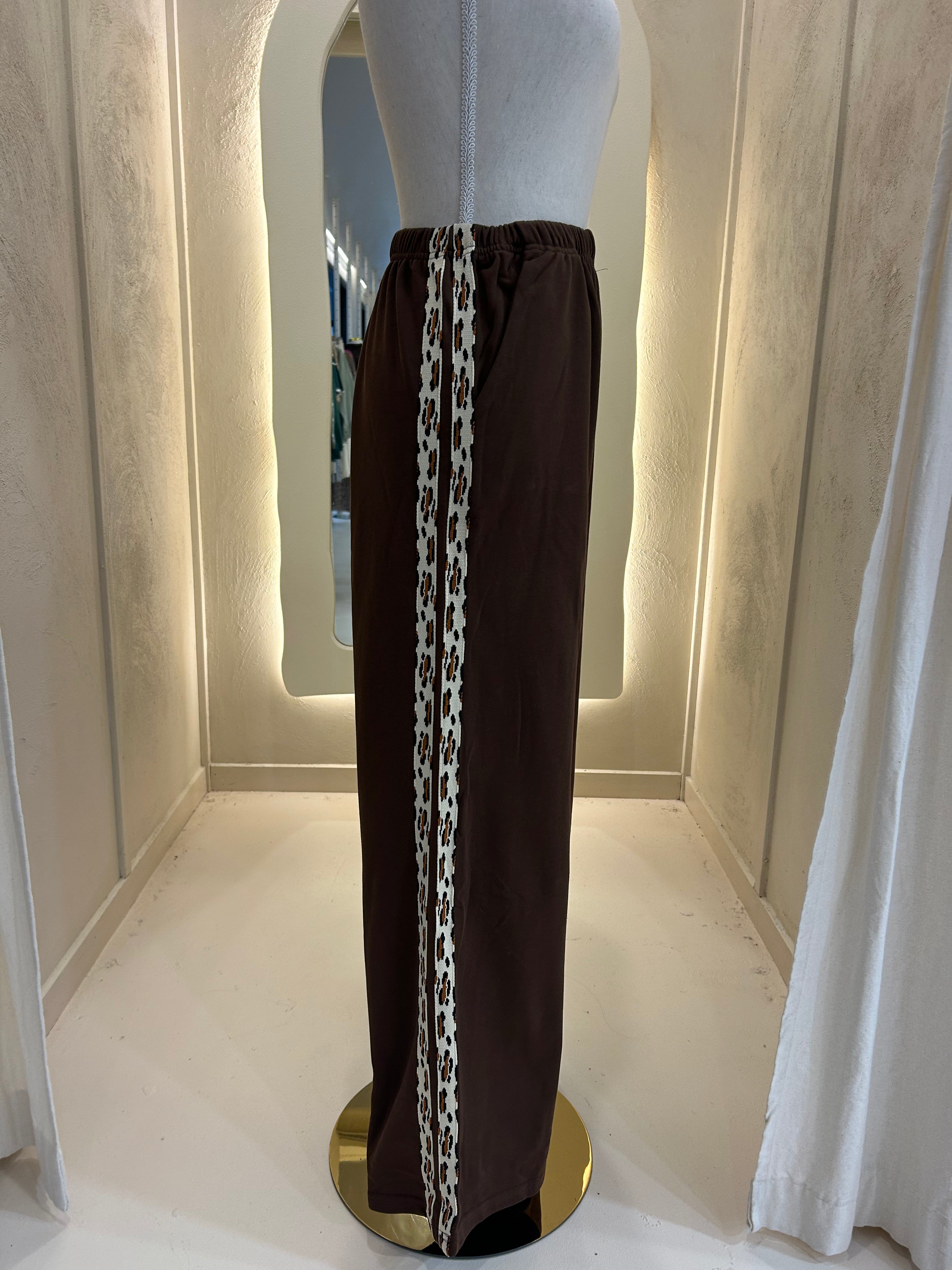 Brown  leopard Stripe Sweat Pant