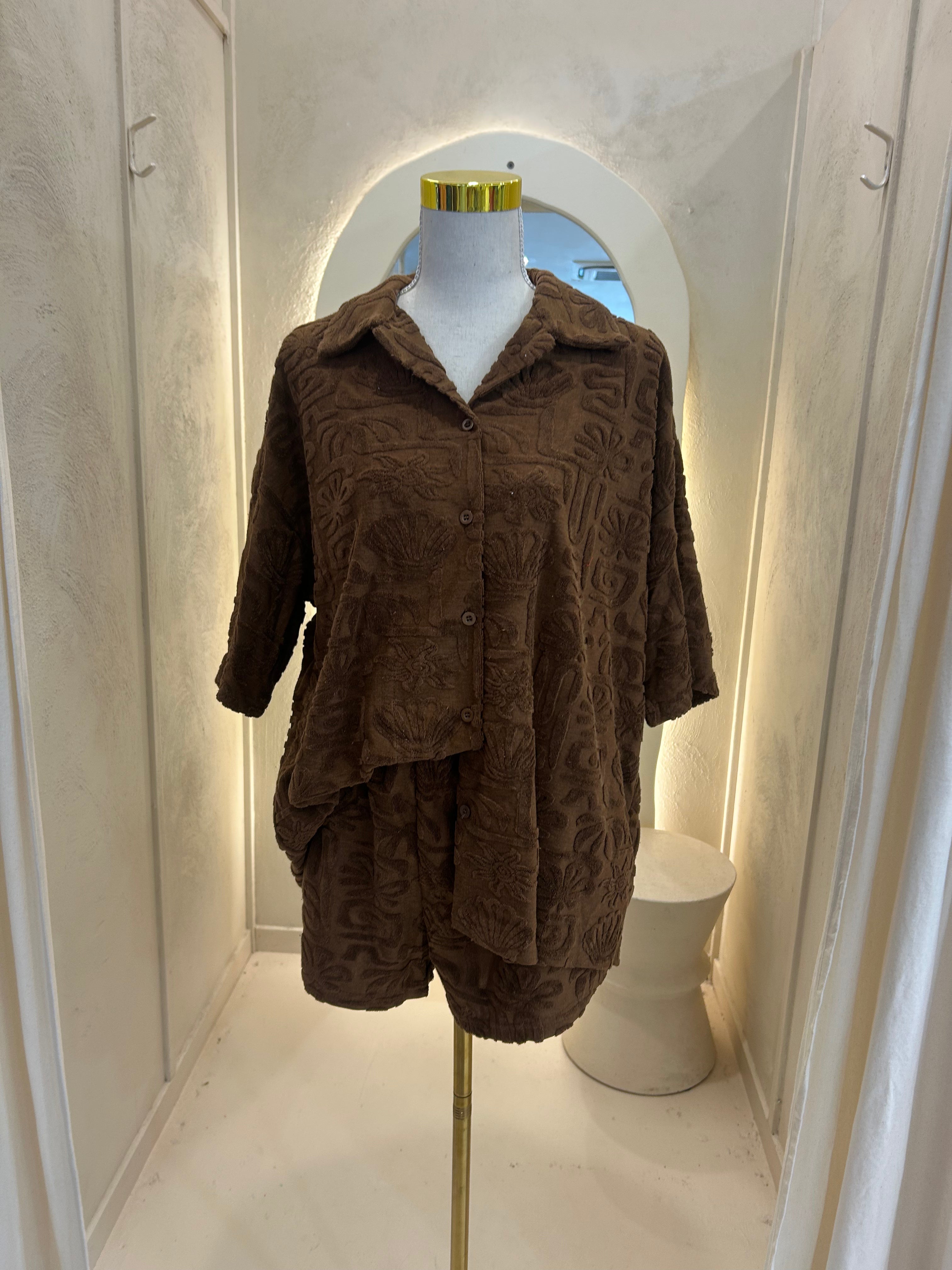 Chocolate Towelling Short Set