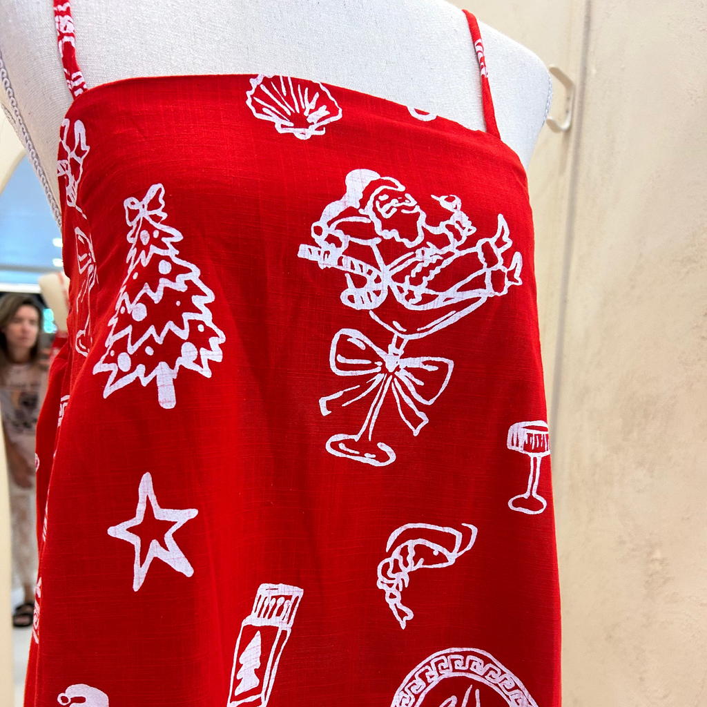 santa print dress- by frankie