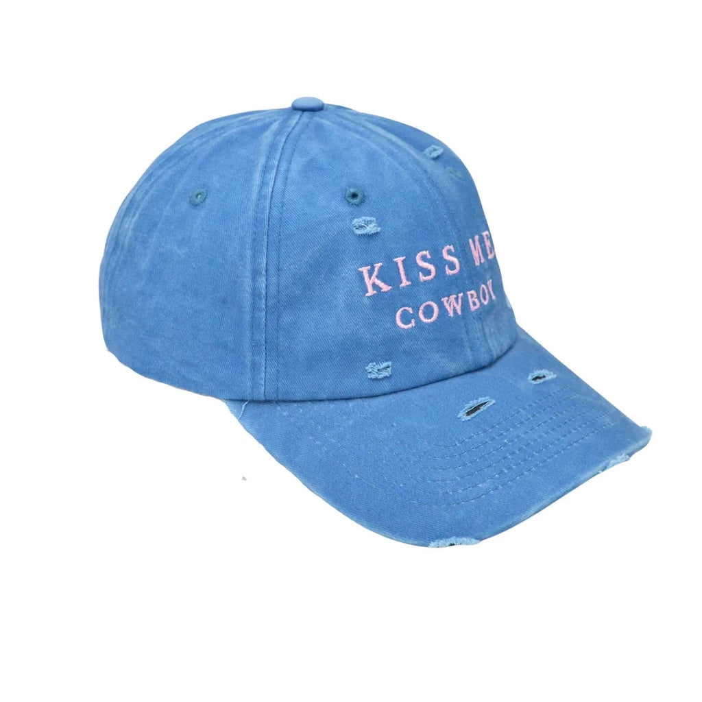 blue cap-kiss me cowboy-farmer by Whitney