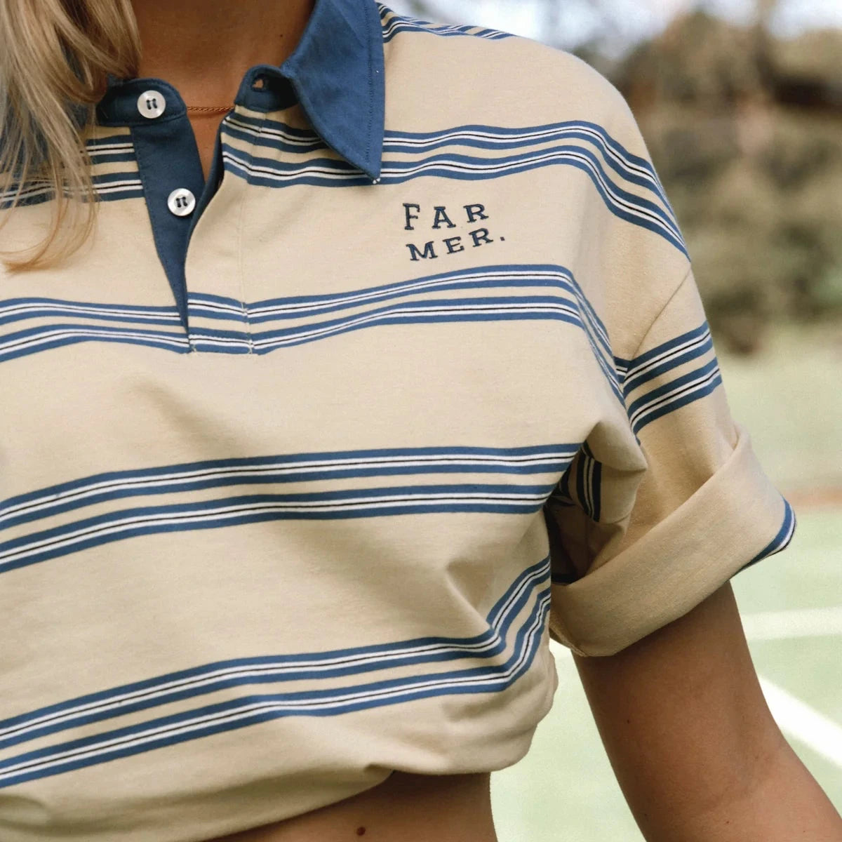 jersey polo-butter stripe-by Whitney-farmer