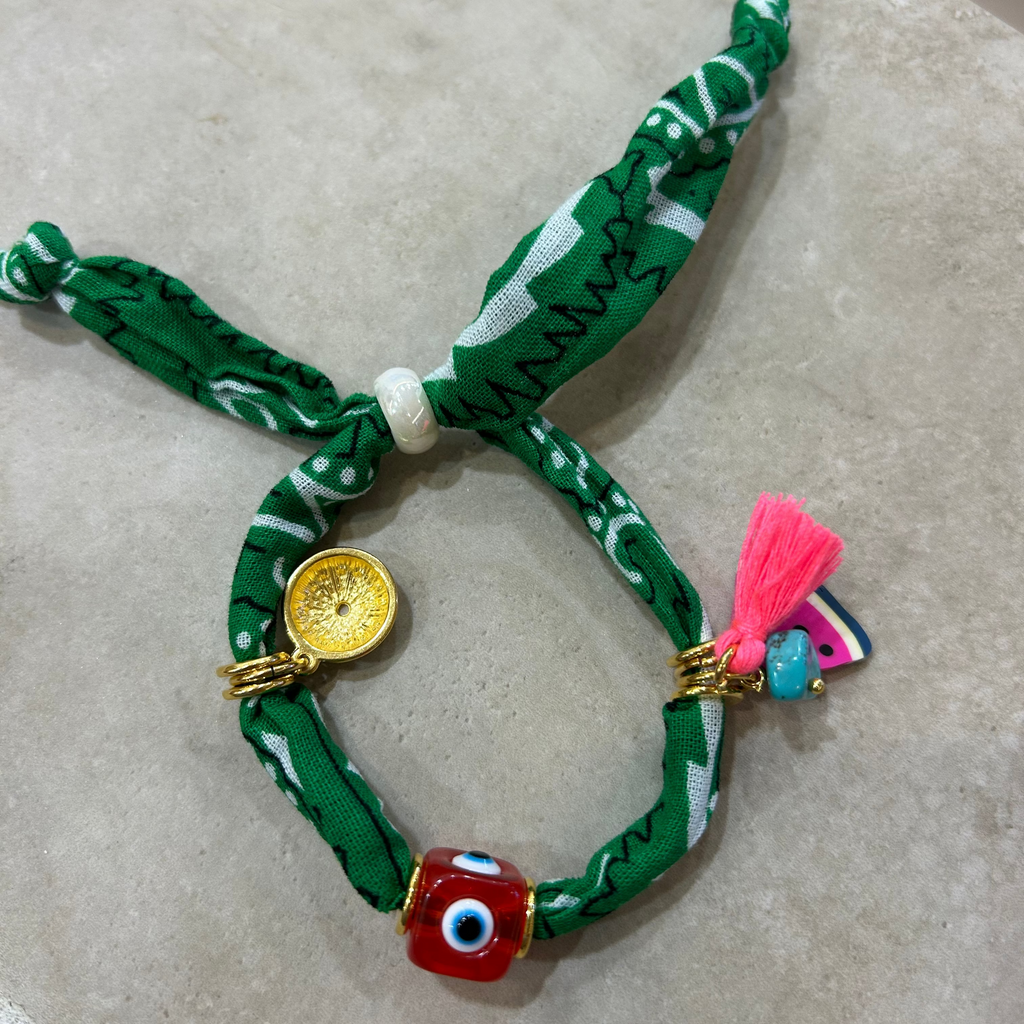 bandana bracelets - charm bracelets. -green bracelet