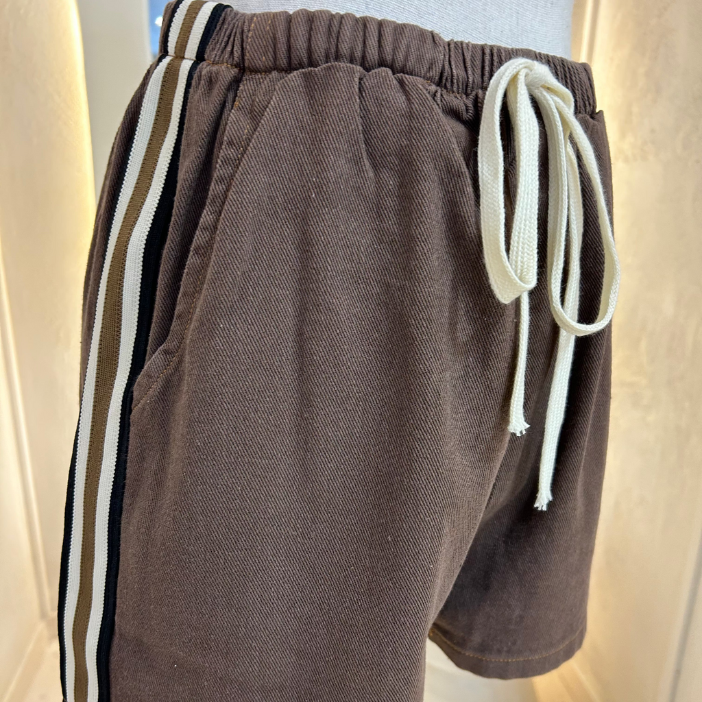 chocolate denim racer shorts - by Frankie