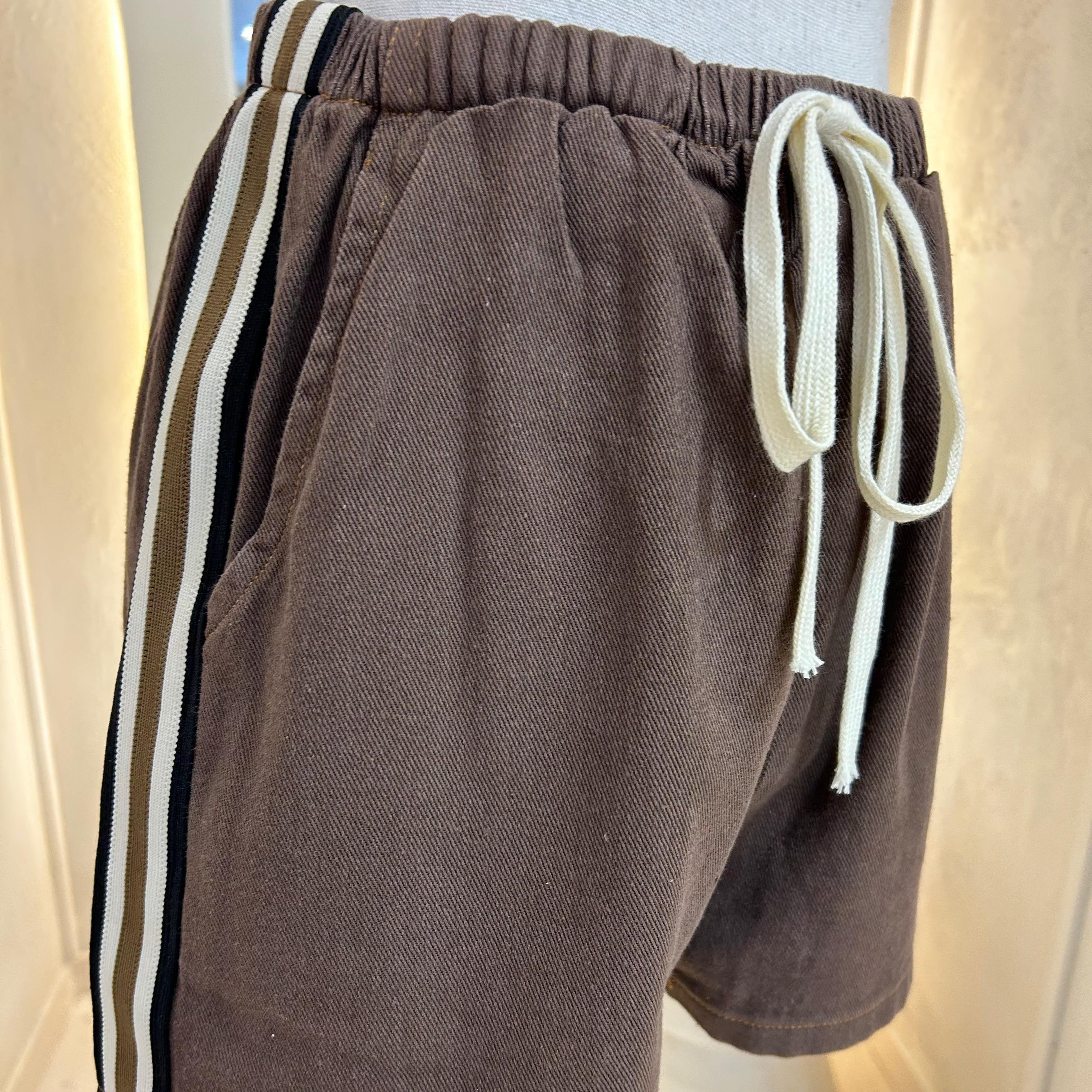 chocolate denim racer shorts - by Frankie