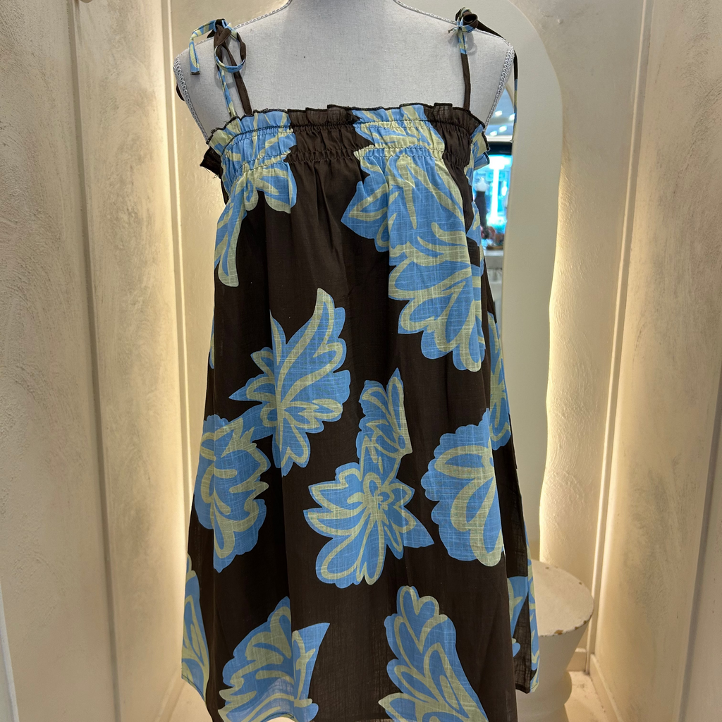 blue and brown floral dress - by Frankie