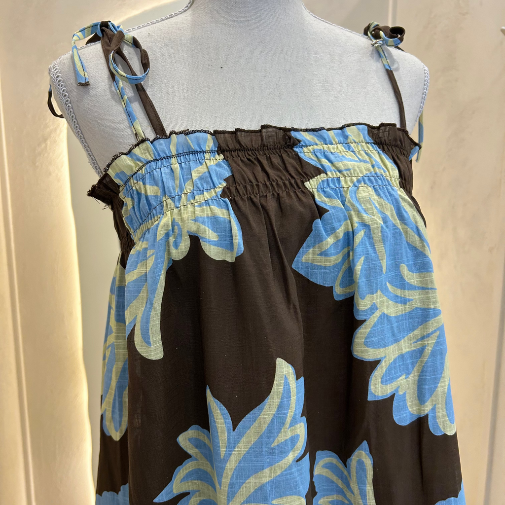 blue and brown floral dress - by Frankie
