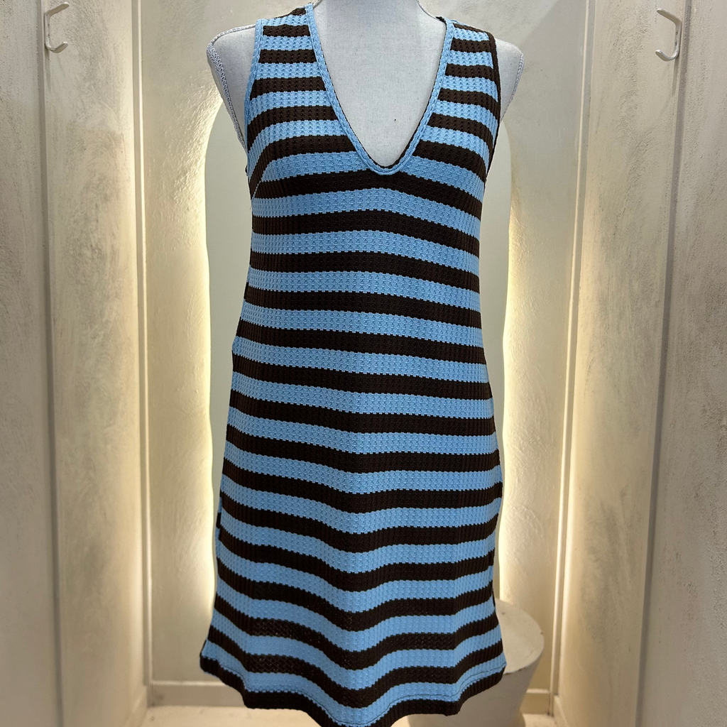 blue and brown stripe dress - by Frankie