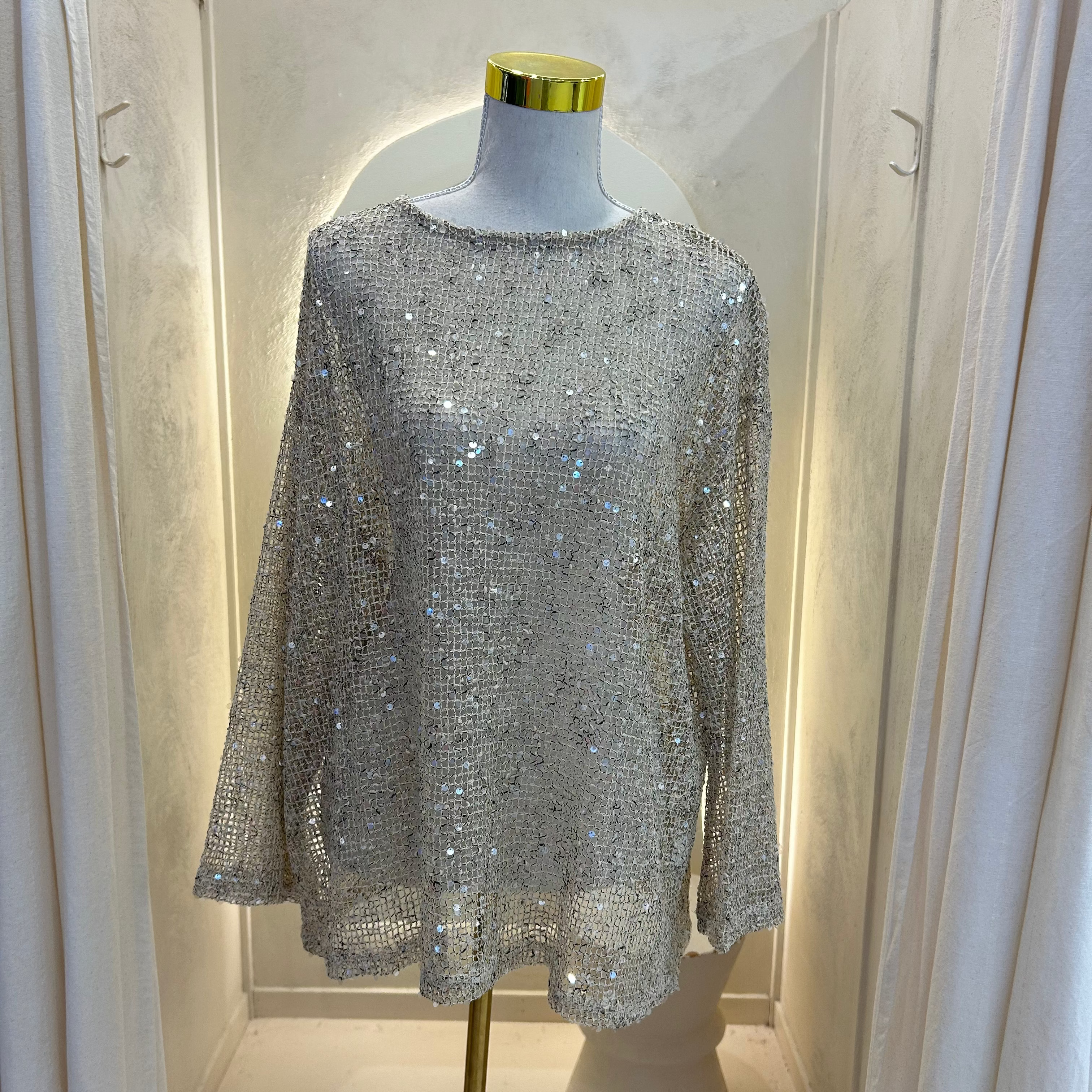 long sleeve sequin top - by Frankie