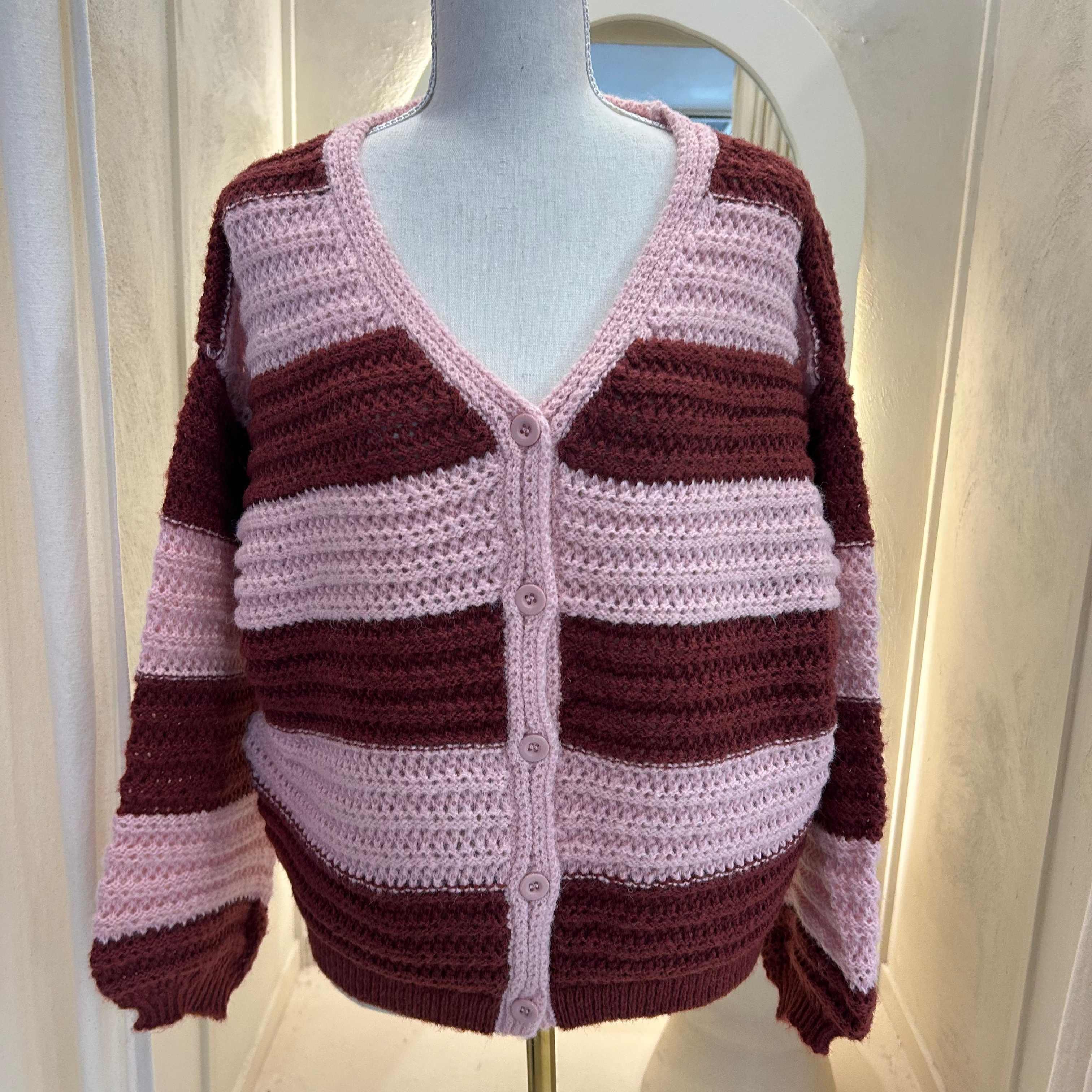 pink stripe cardigan 