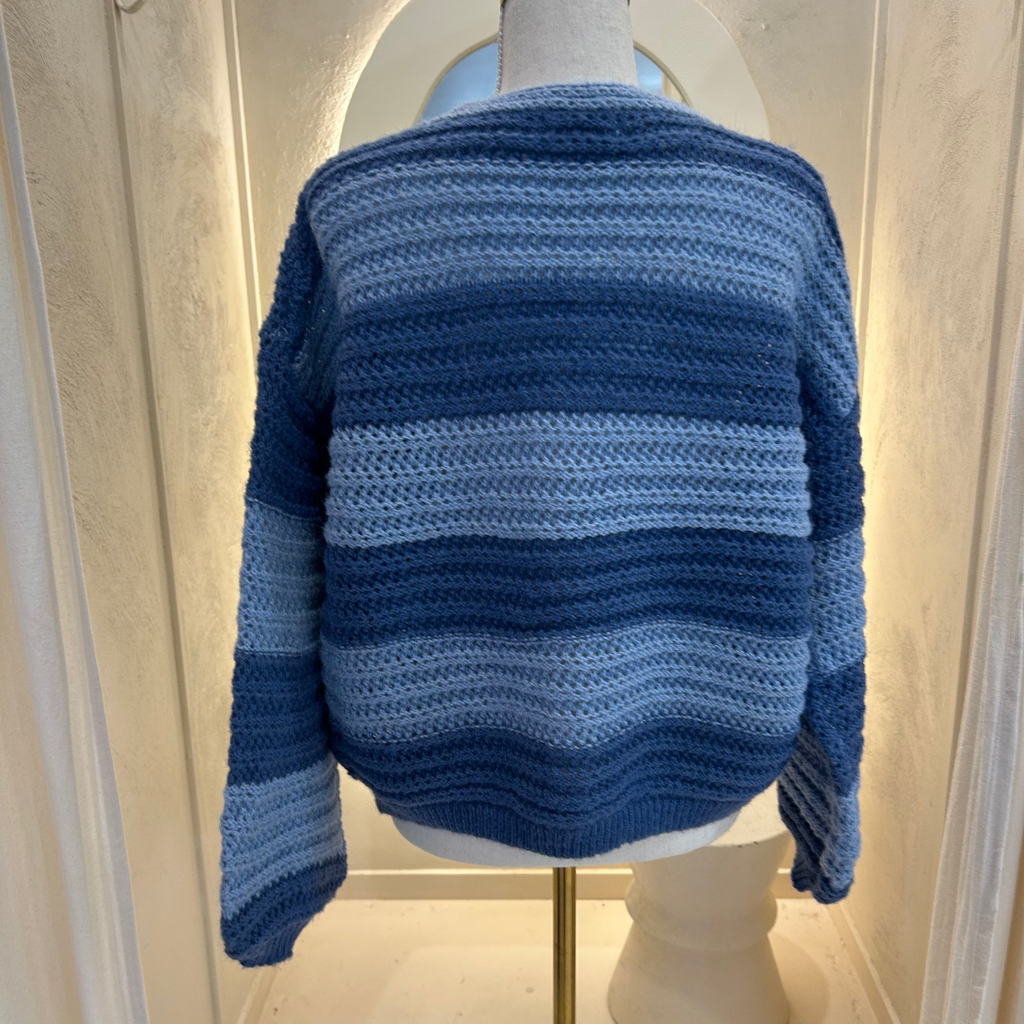 light/dark blue cardigan