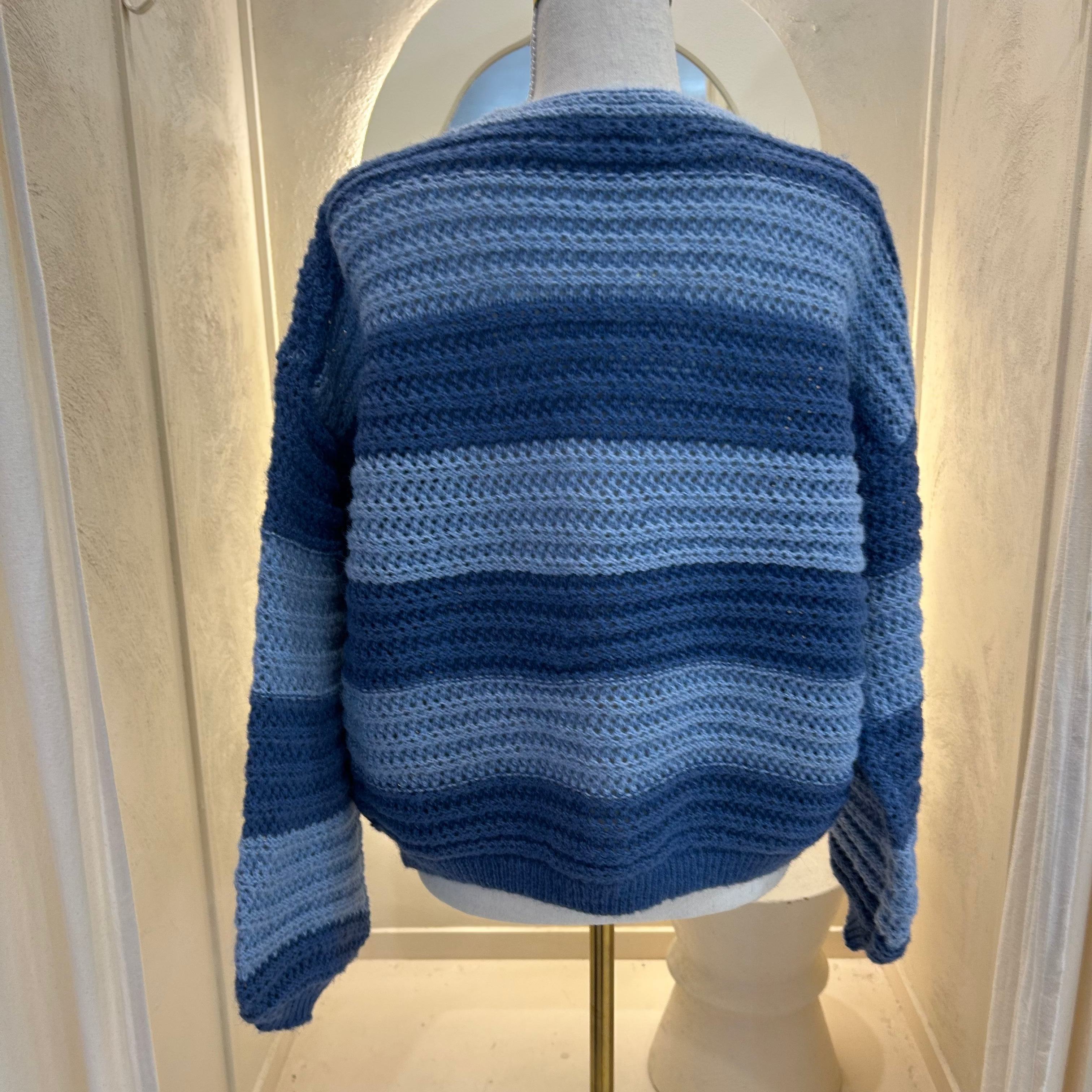 light/dark blue cardigan