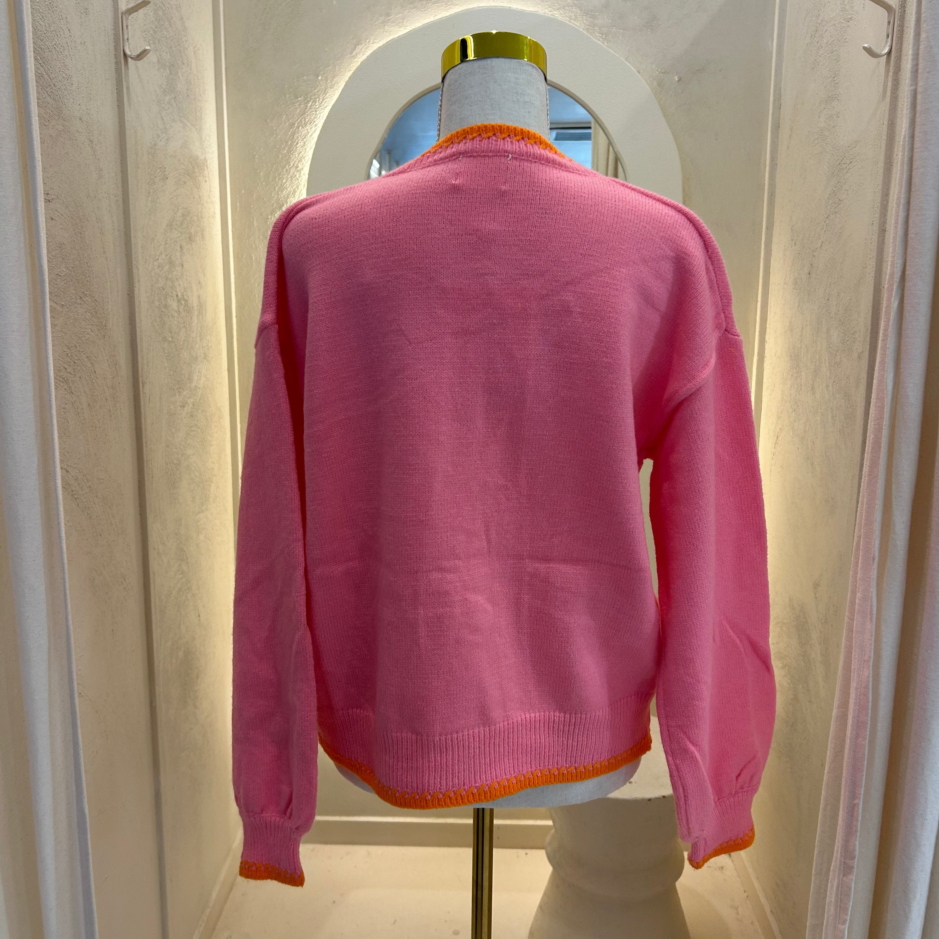 pink and orange knit