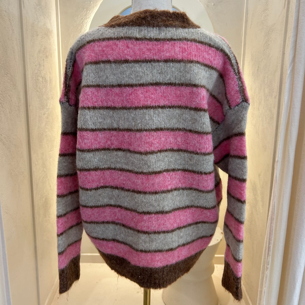 pink and grey knit
