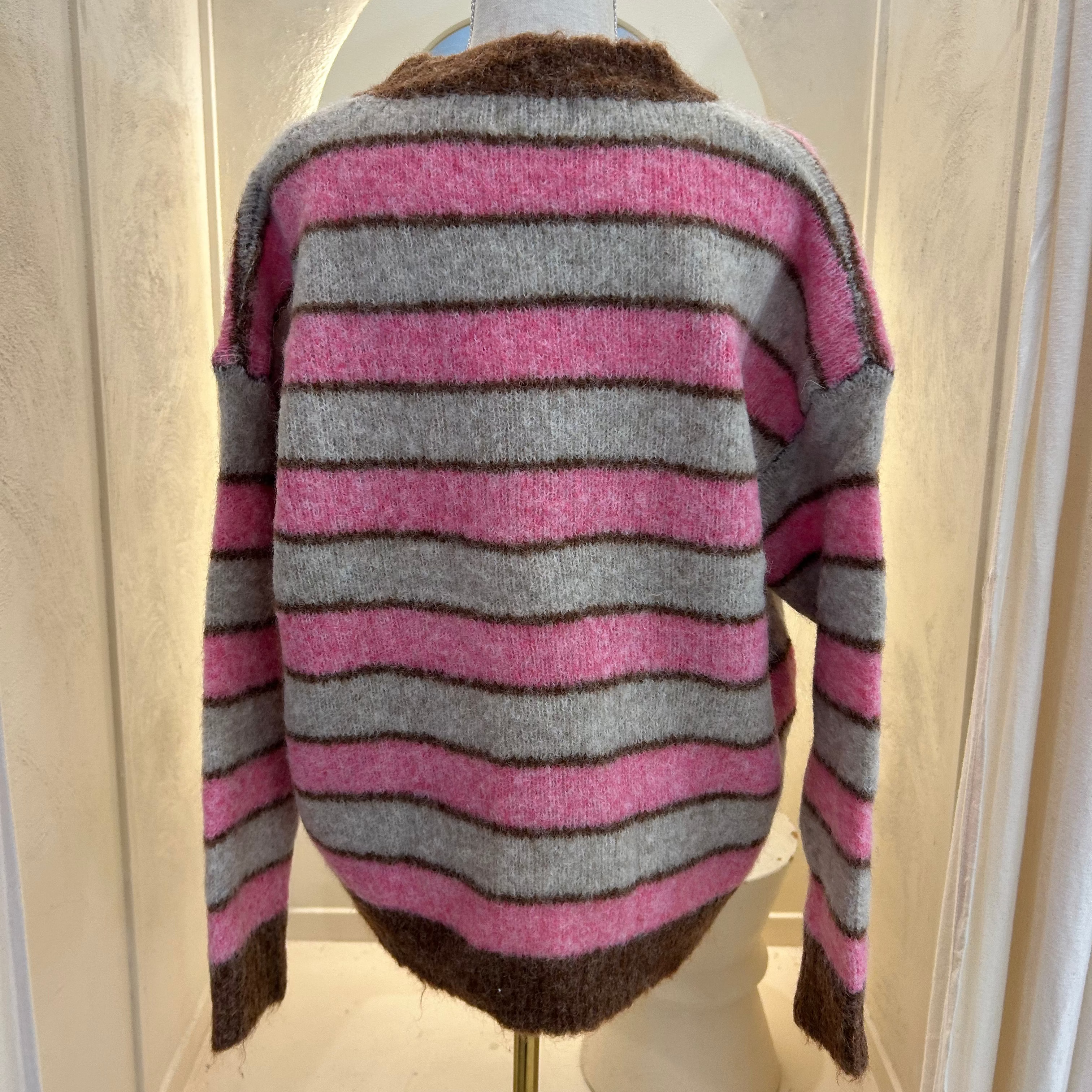 pink and grey knit