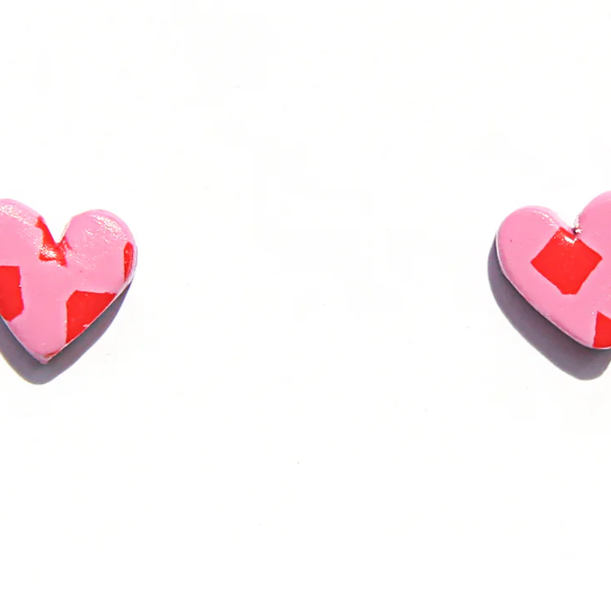heart studs-pink-red-kingston jewellery