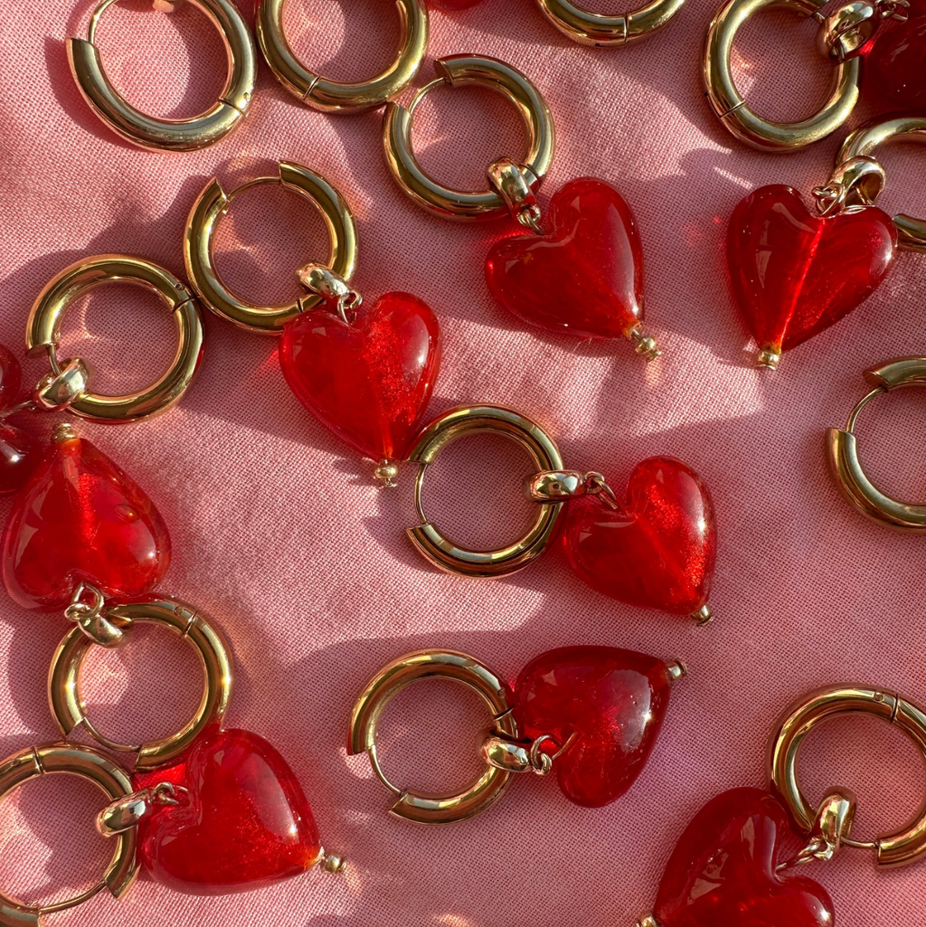 Emend-earrings- glass hearts