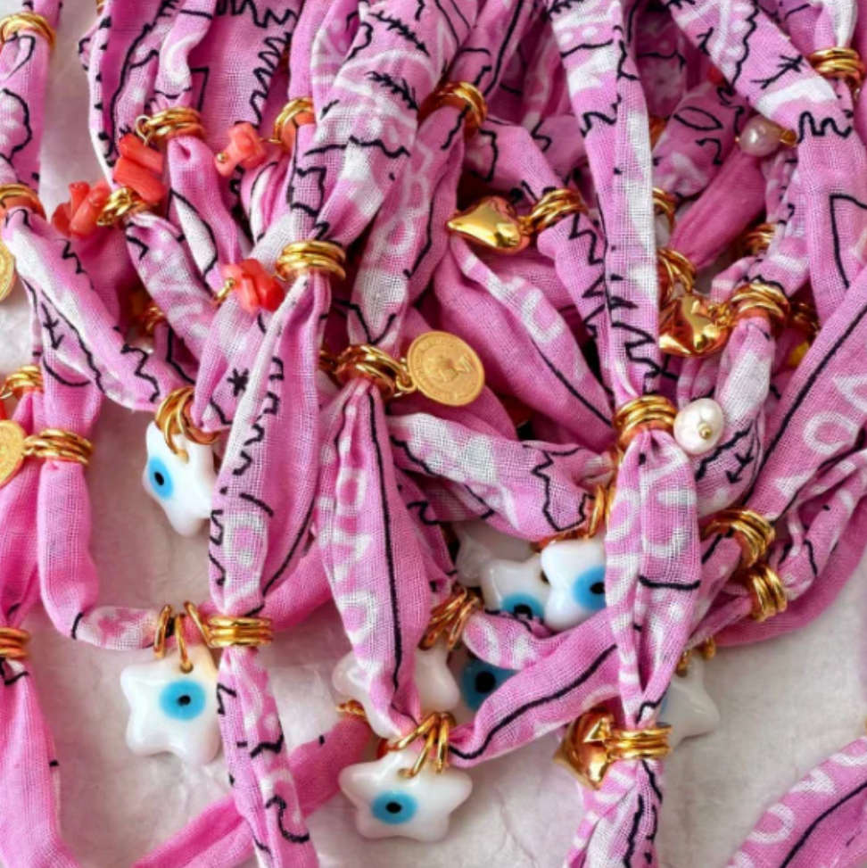 pink bandana necklace