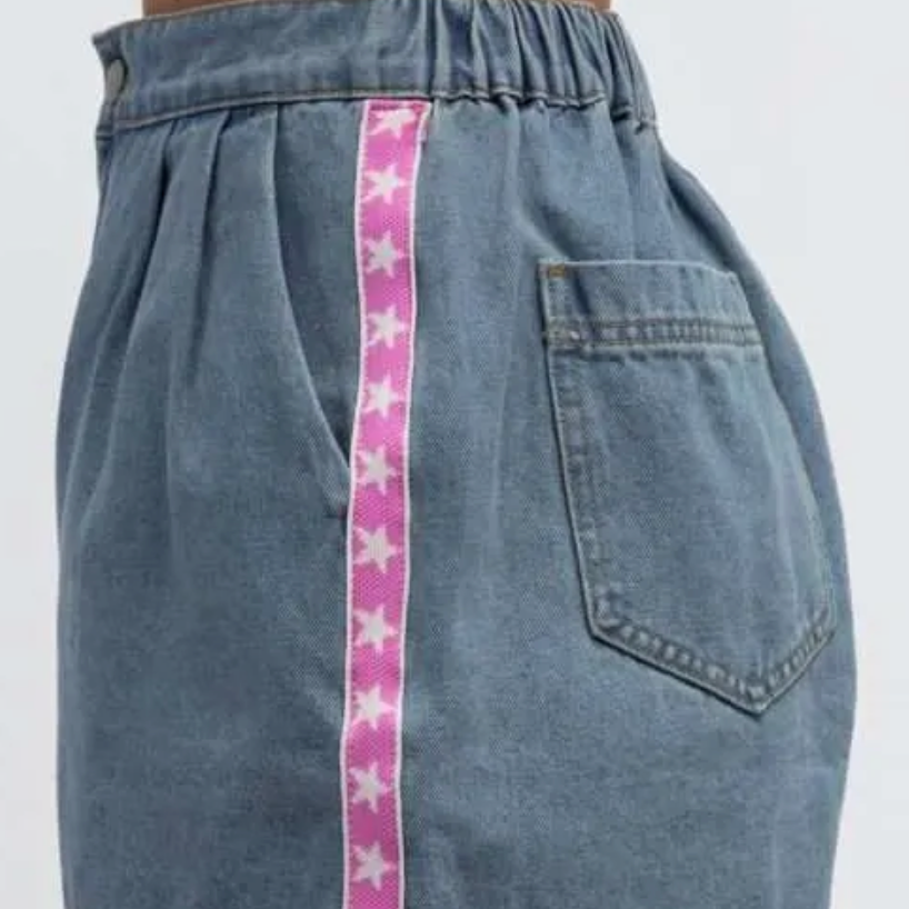 denim shorts - pink heart racer - by Frankie