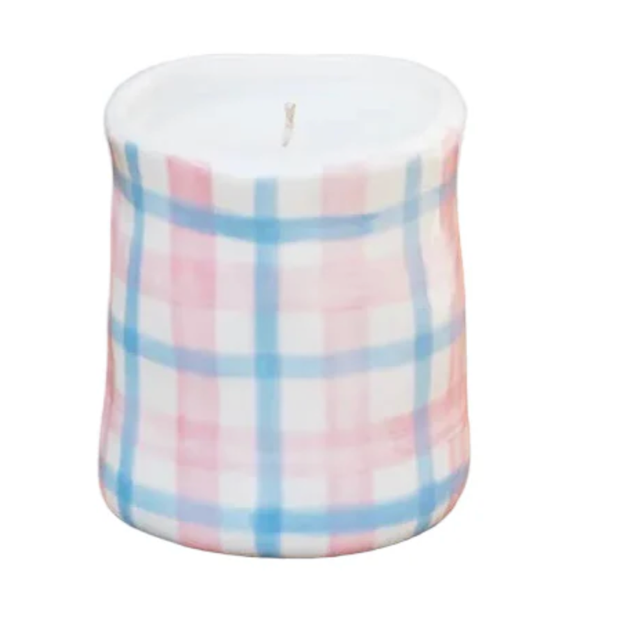 peony suade  - pink & blue candle