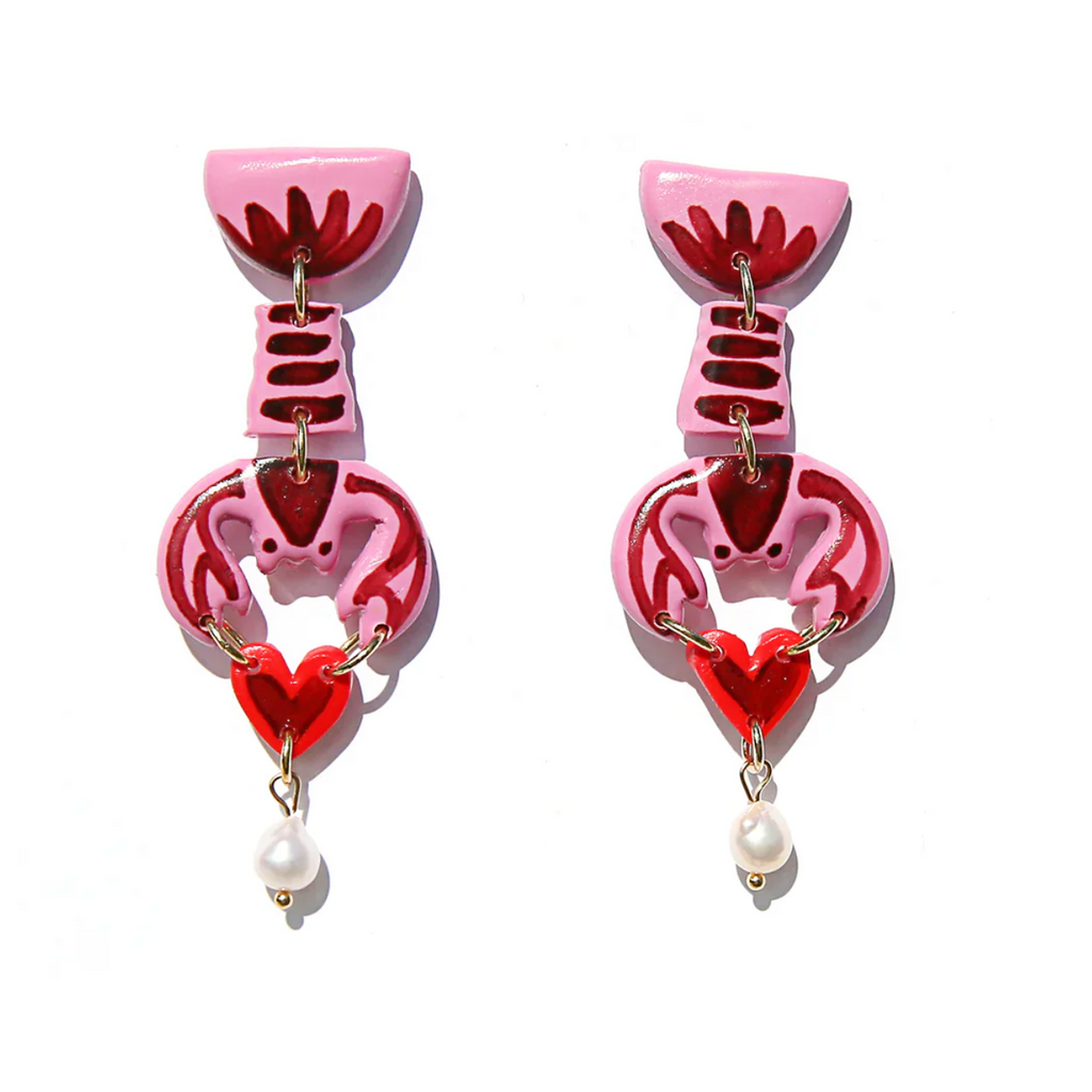 pink lobster earrings  - Kingston jewerlly
