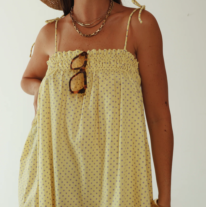 yellow dotty dress - hall store