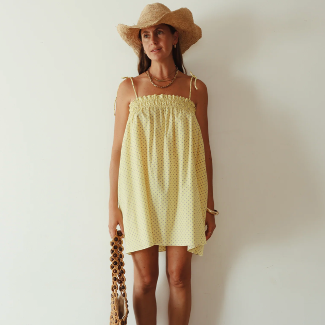 yellow dotty dress - hall store