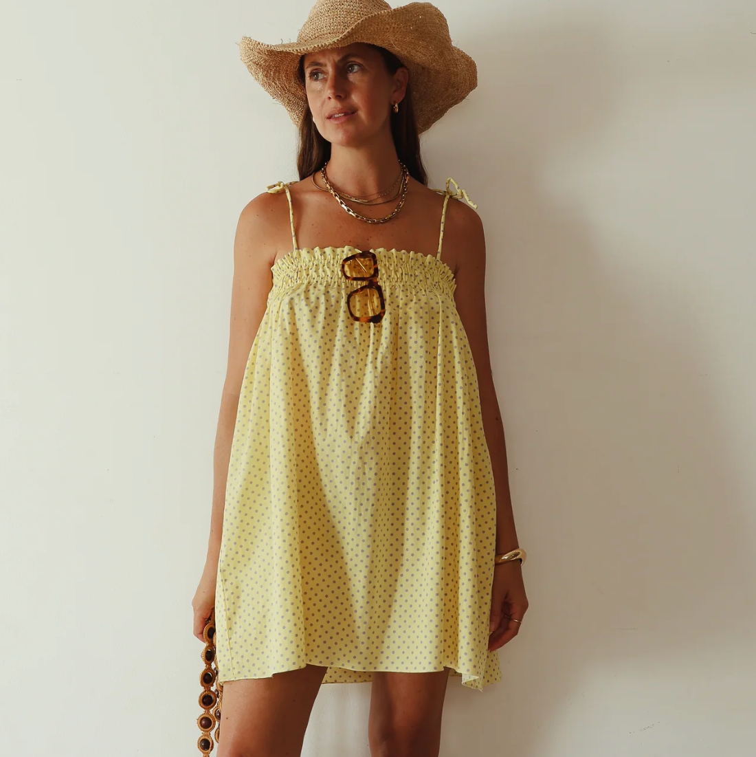 yellow dotty dress - hall store