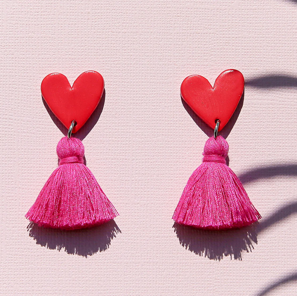 heart tassel earrings