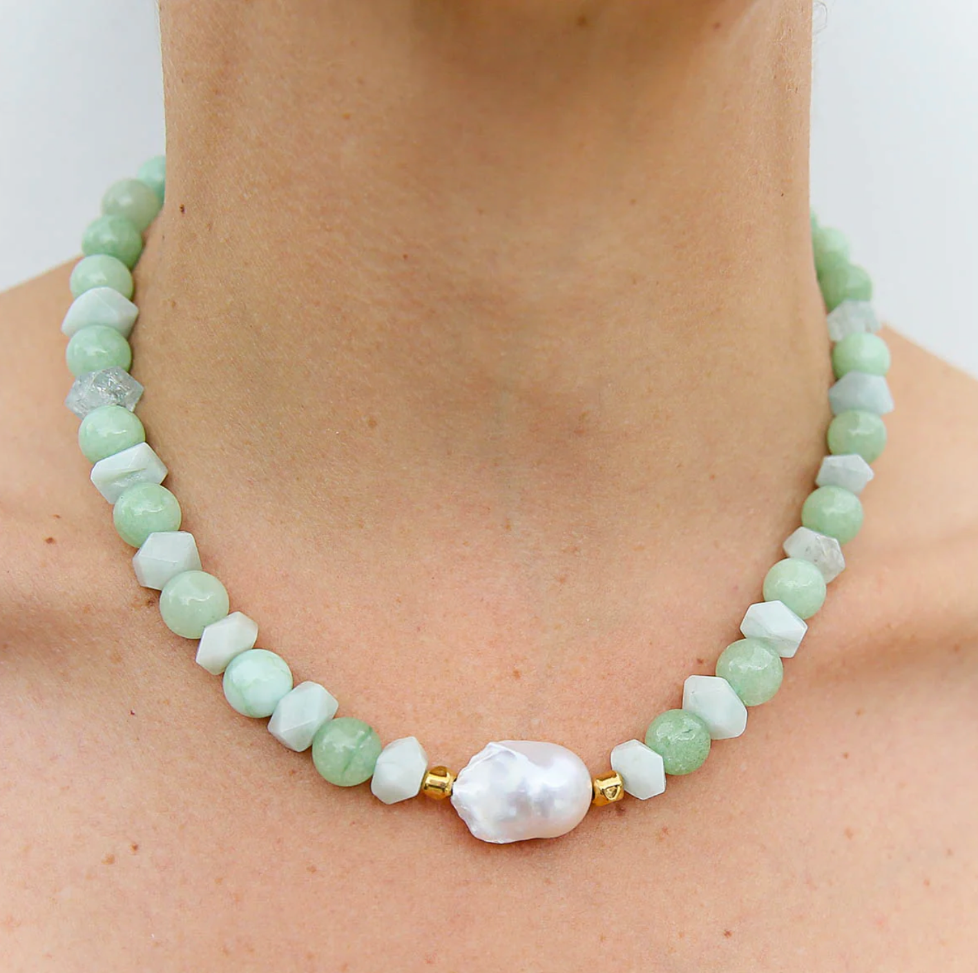 Melon Quartz Keshi Necklace