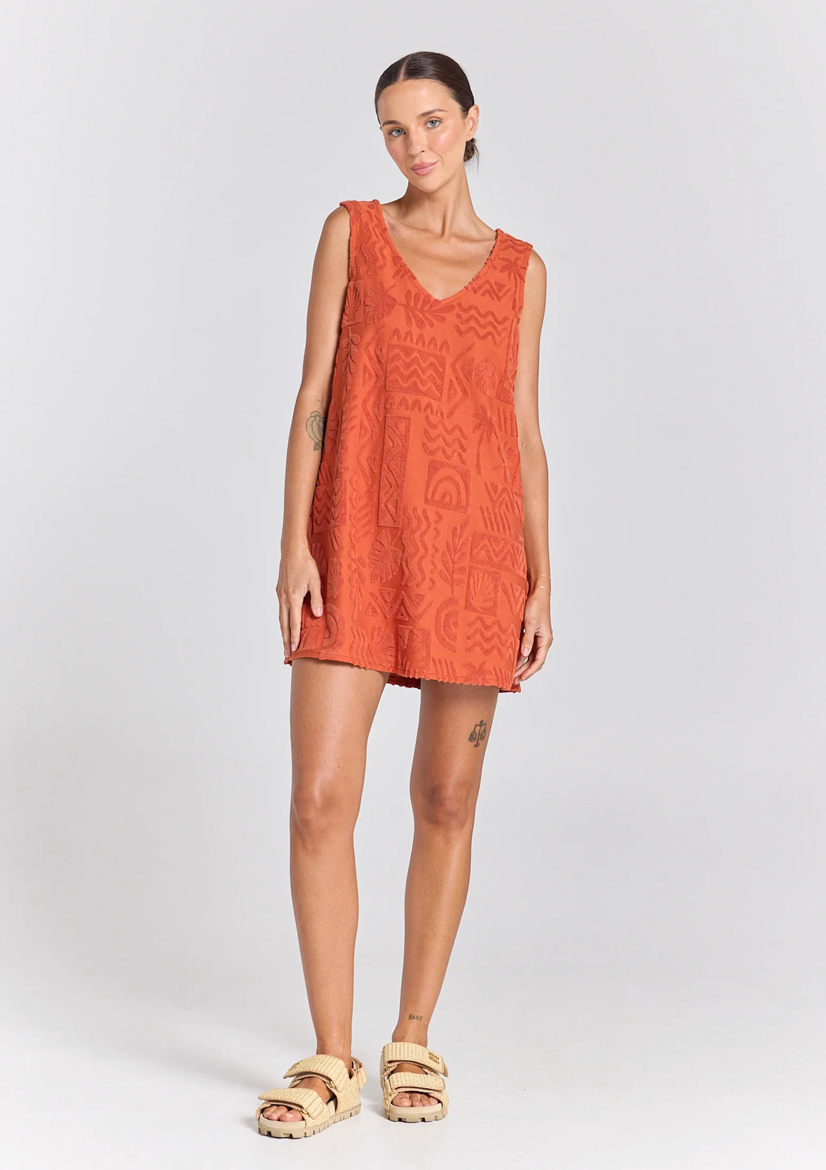 Mai Tai V Tunic Towelling Dress - Sienna - poolside paradiso