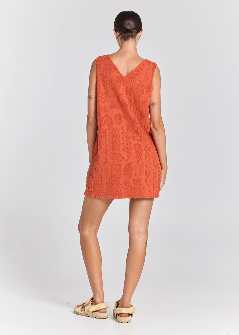 Mai Tai V Tunic Towelling Dress - Sienna - poolside paradiso
