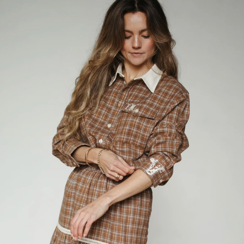 HOMESTEAD CHECK BOYFRIEND BUTTON UP