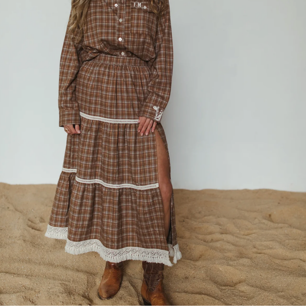 HOMESTEAD CHECK TIERED SKIRT
