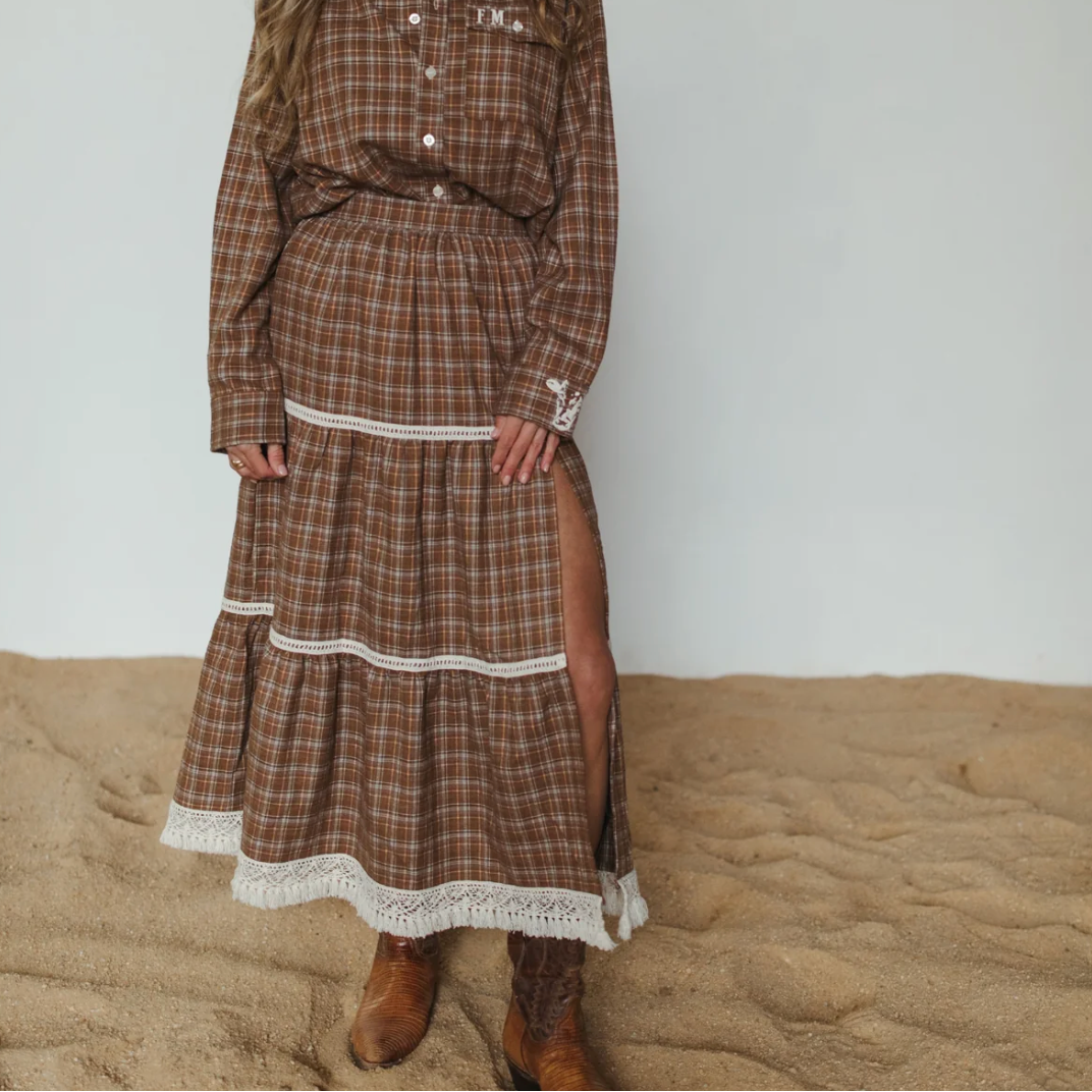 HOMESTEAD CHECK TIERED SKIRT

