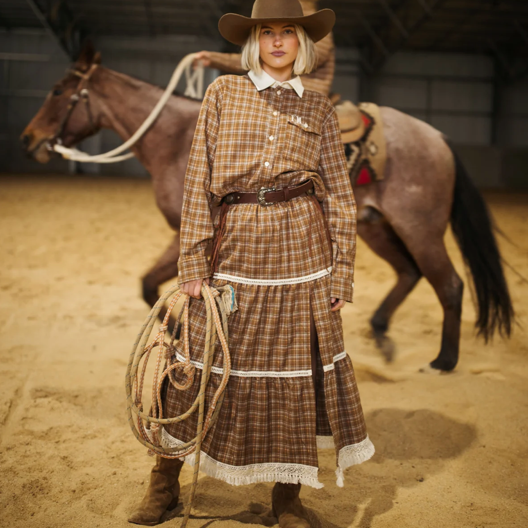 HOMESTEAD CHECK TIERED SKIRT
