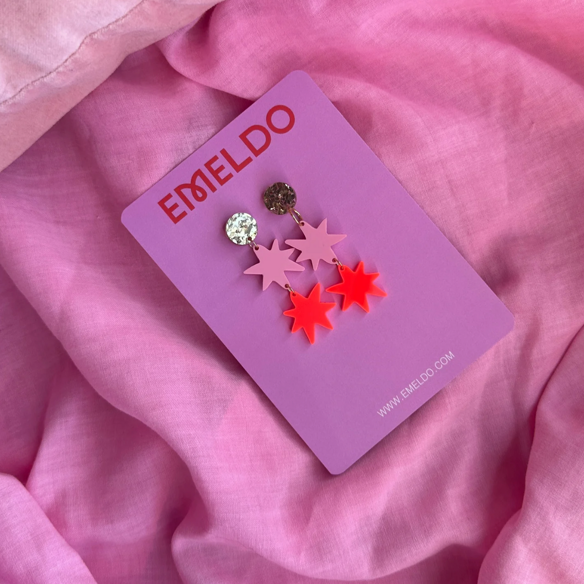 pink, neon, gold ear rings - emeldo