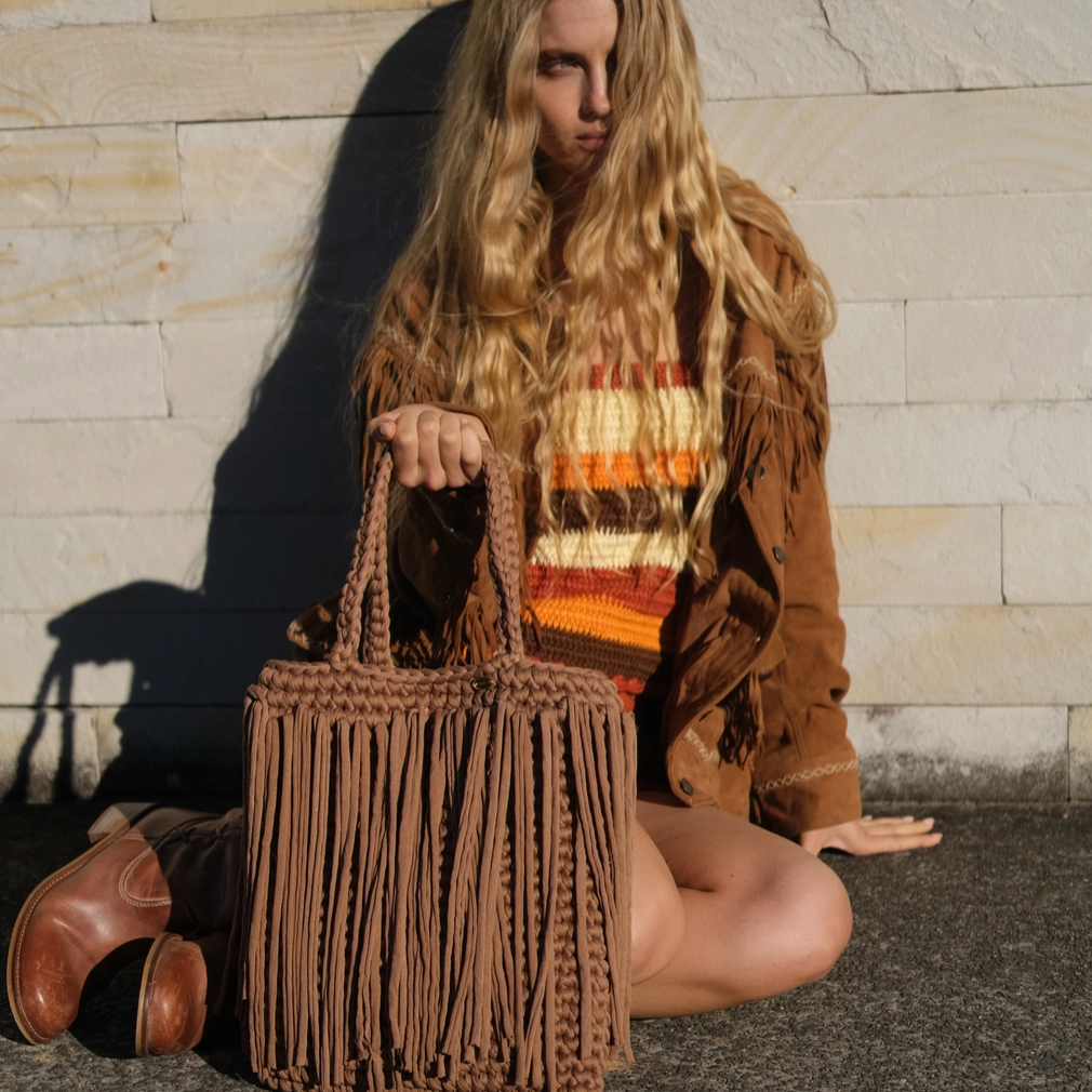 Fringe Tote - Brown