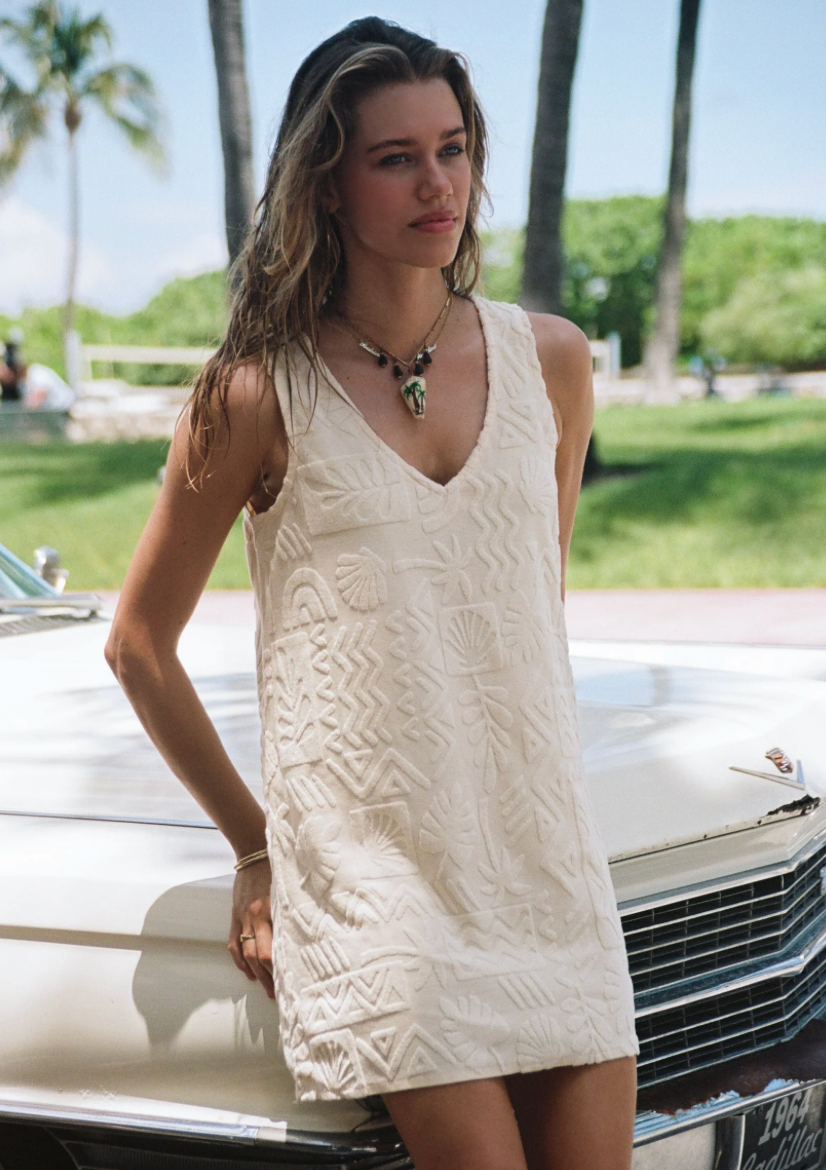Mai Tai V Tunic Towelling Dress - Pearl