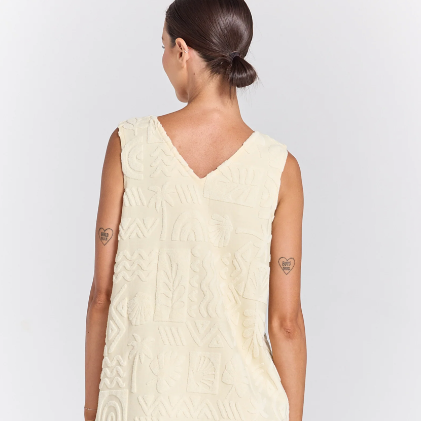 Mai Tai V Tunic Towelling Dress - Pearl